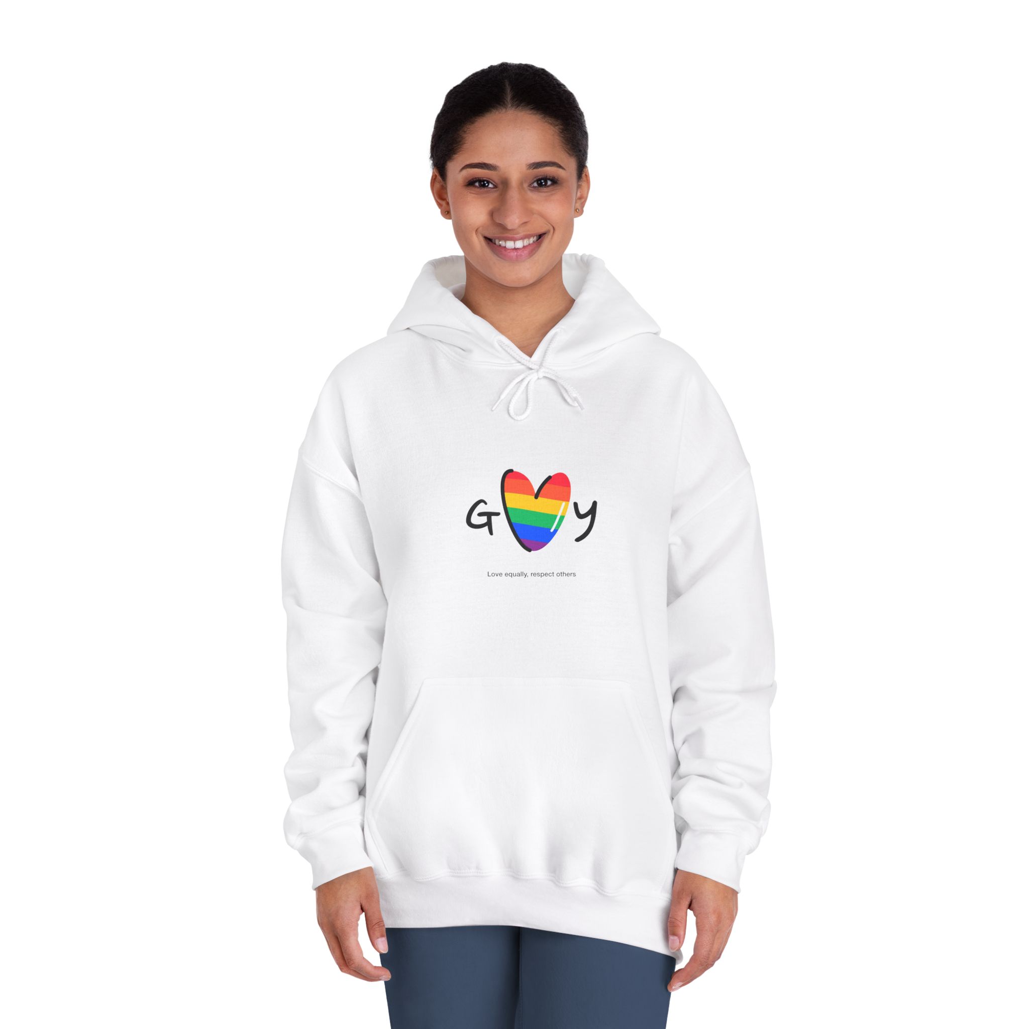 Love Letter Pride Rainbow Lettering Text Writing Pattern Freedom Love Heart Homo Colors Flag Parade Unisex Dryblend Hooded Sweatshirt - Image 4