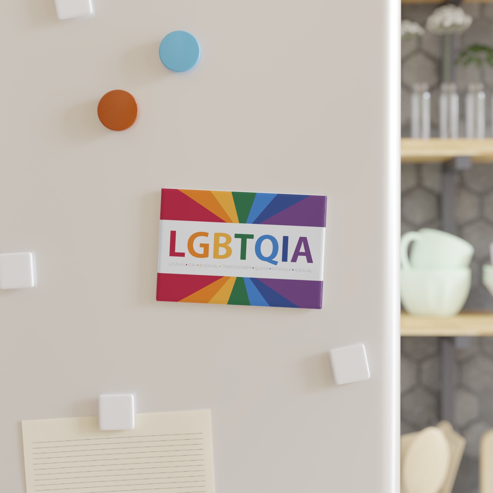 Lgbtqia Text Banner With Rainbow Background Lgbtqia Typography With Lgbt Gay Pride Flag Colours Button Magnet Rectangle 1 And 10 Pcs - Image 7