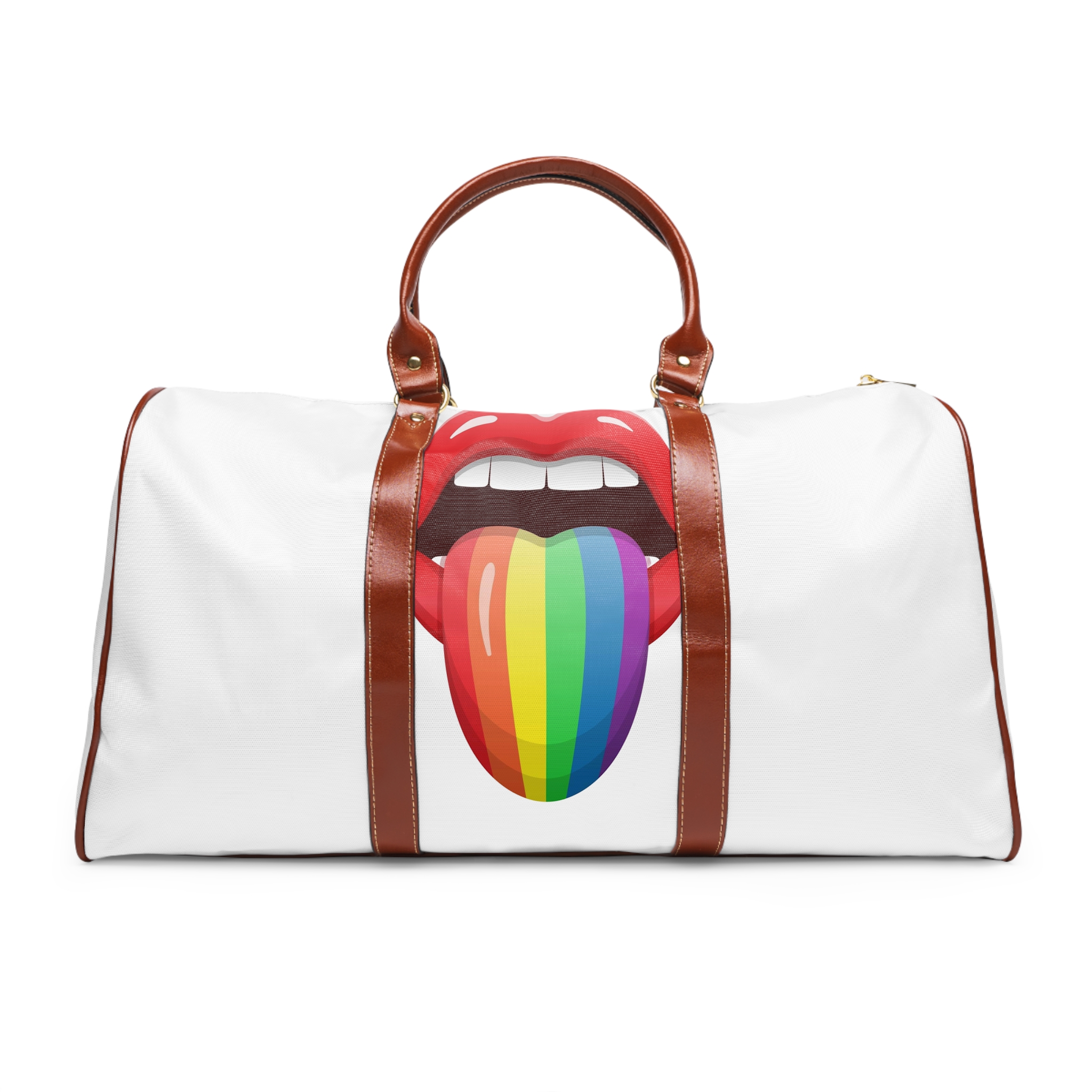 Lgbt Lips With Rainbow Color Tongue Waterproof Travel Bag