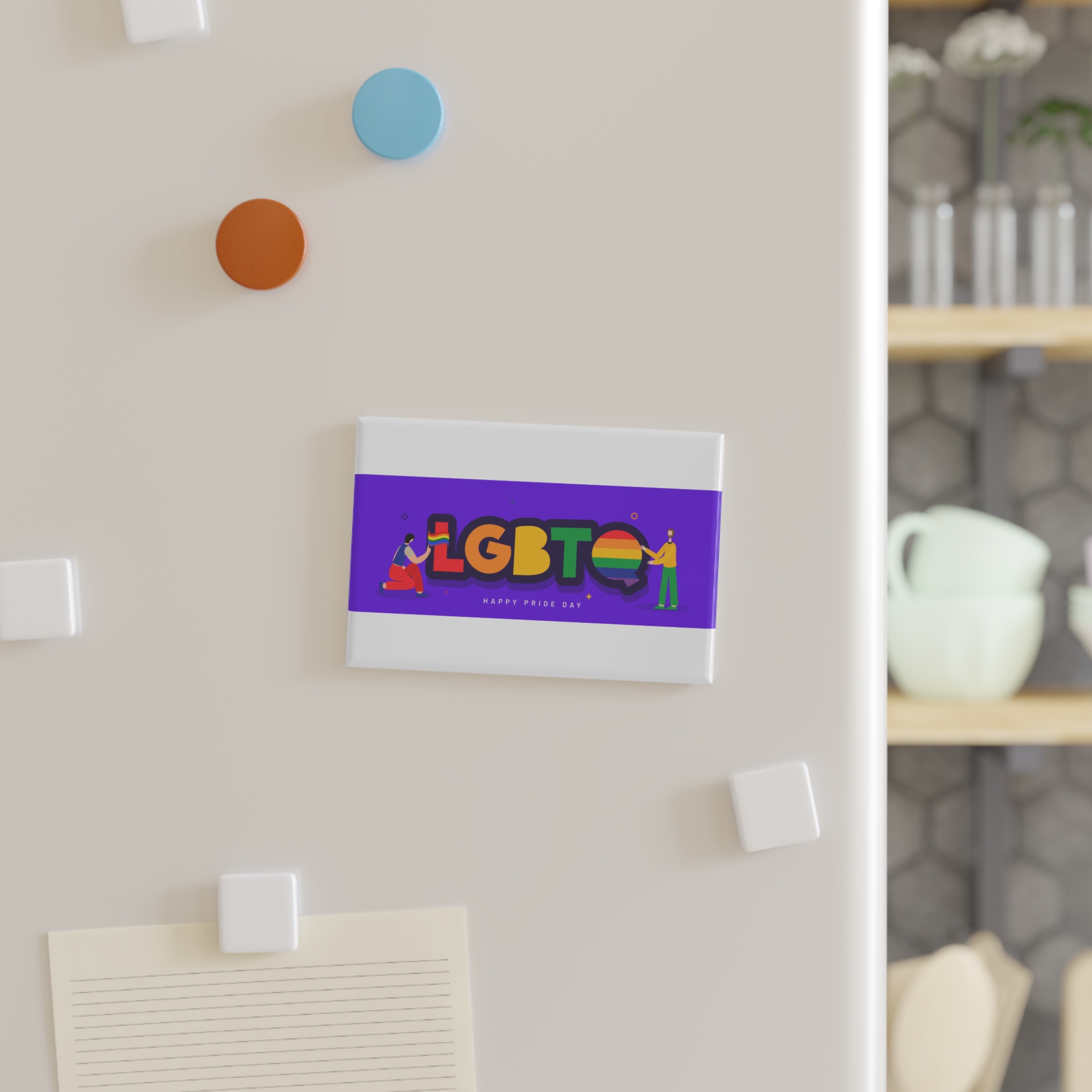 Lgbtq Community Banner Design With Illustration Gay Couple Button Magnet Rectangle 1 And 10 Pcs - Image 3
