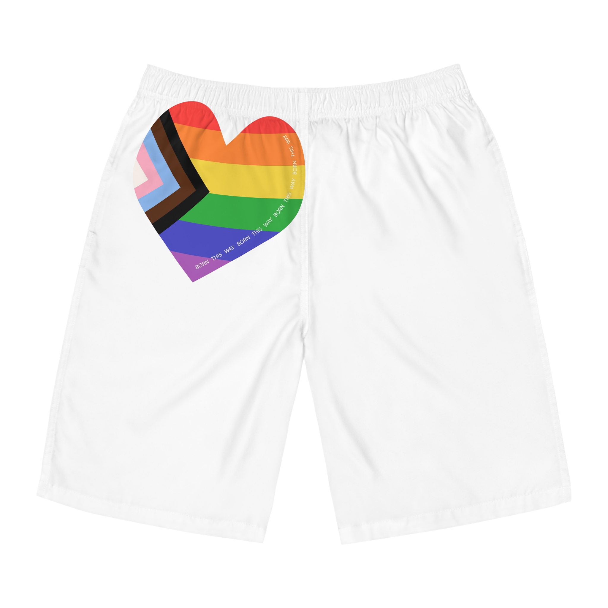 Heart Shaped Lgbtq Flag Flat Vector Illustration Mens Board Shorts Aop
