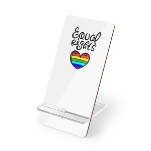 Equal Right Handwritten Text Heart Rainbow Motto Vector Print Mobile Display Stand For Smartphones