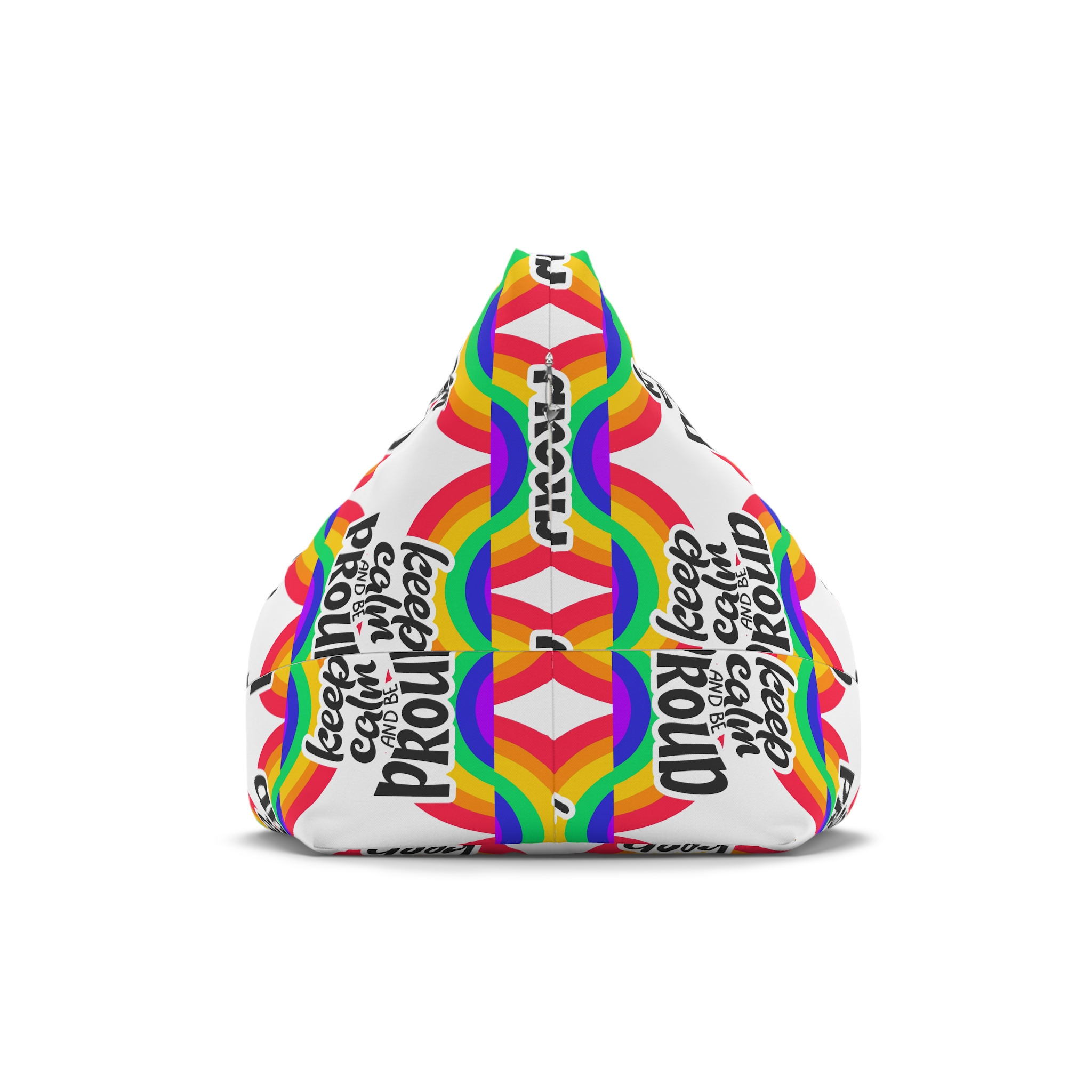 Keep Calm Be Proud Lgbt Lettering Quote Pride Poster Concept With Colorful Rainbow Vector Bean Bag Chair Cover - Image 2