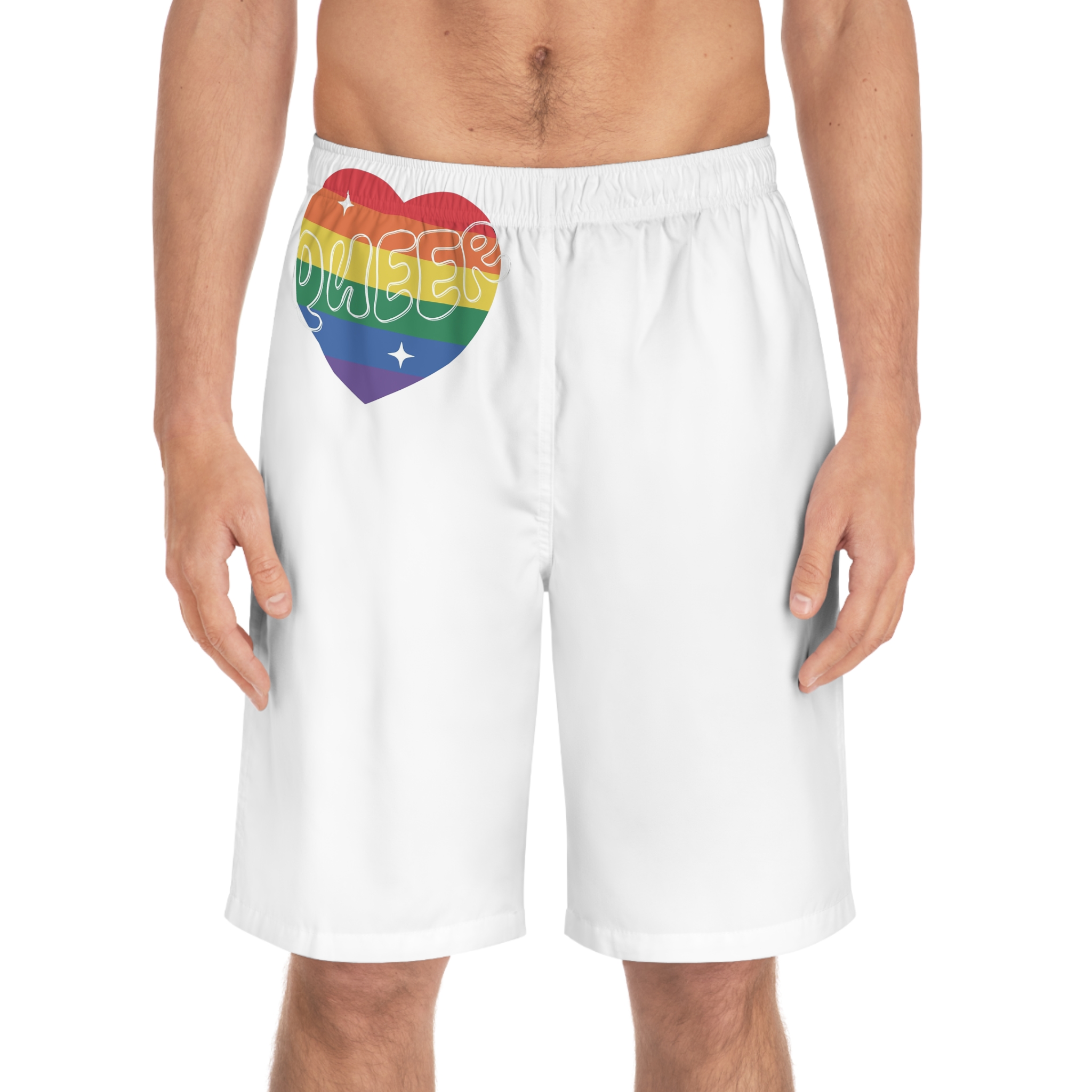 Queer Pride Heart Mens Board Shorts Aop - Image 3