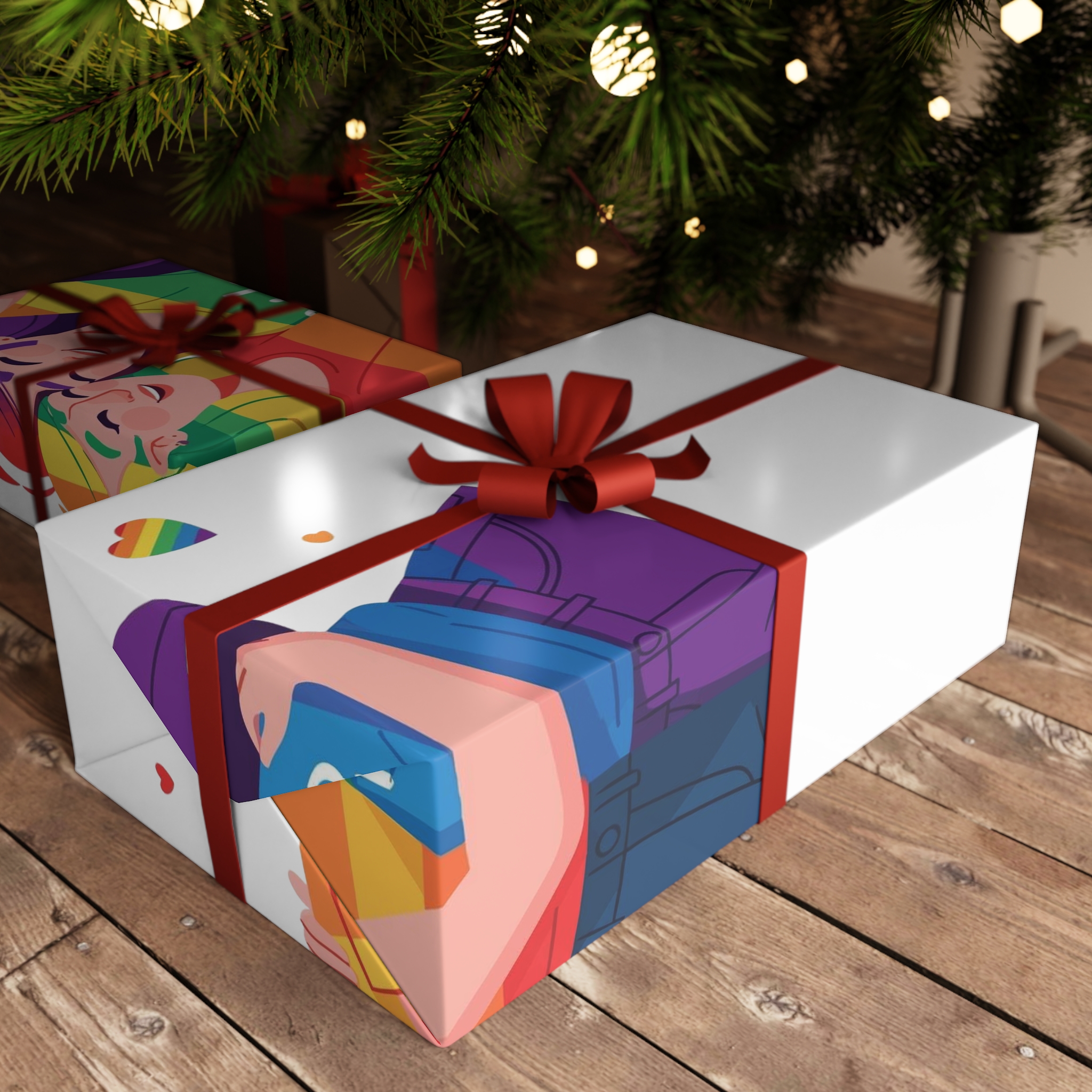 Celebrating Love Diversity Two Happy People Embracing Together Gift Wrapping Paper Sheets 1pc - Image 3