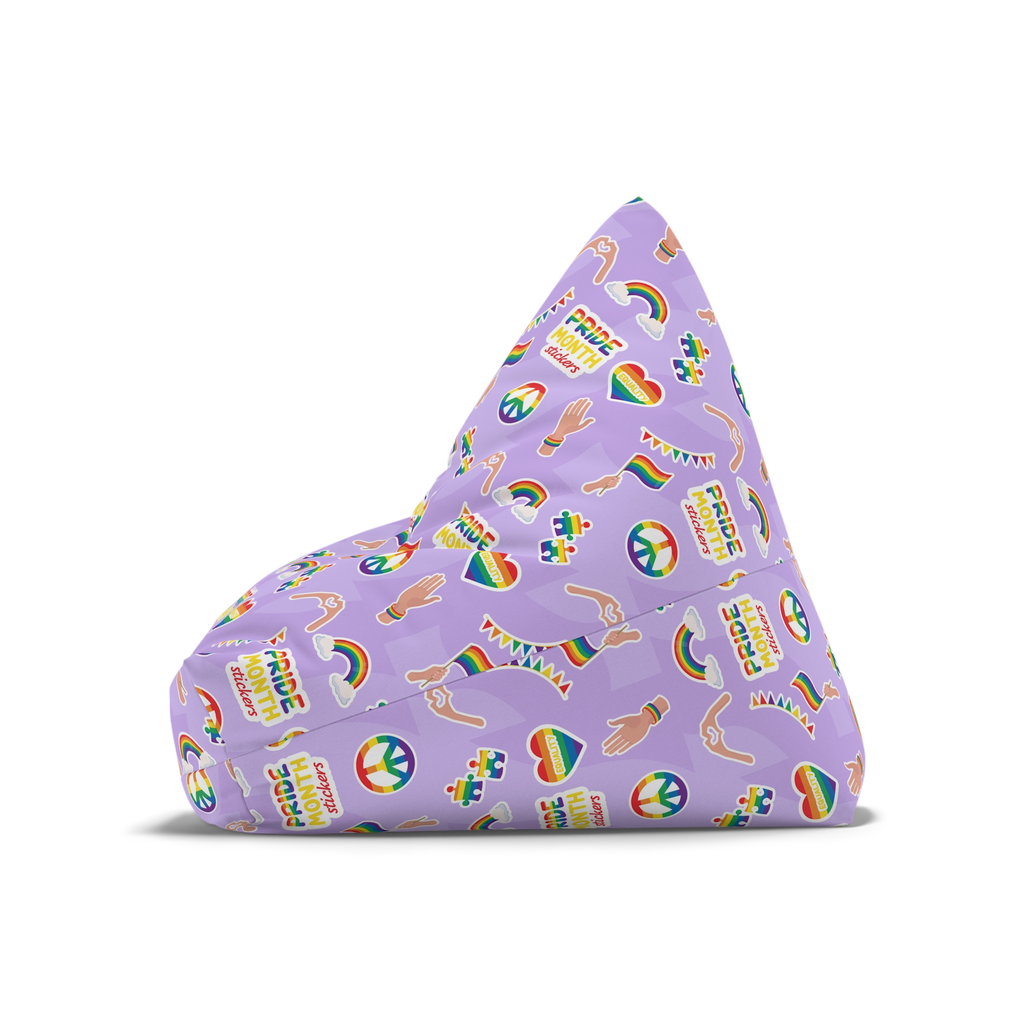 Pride Month Cute Stickers Lgbtq Rainbow Flag Flat Illustrations Bean Bag Chair Cover - Image 8