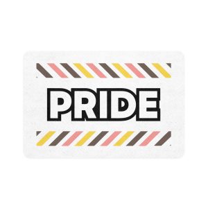 Bold P R I D E Word Graphic With Fill Colorful Diagonal Stripes Pride Text Pet Food Mat 12x18