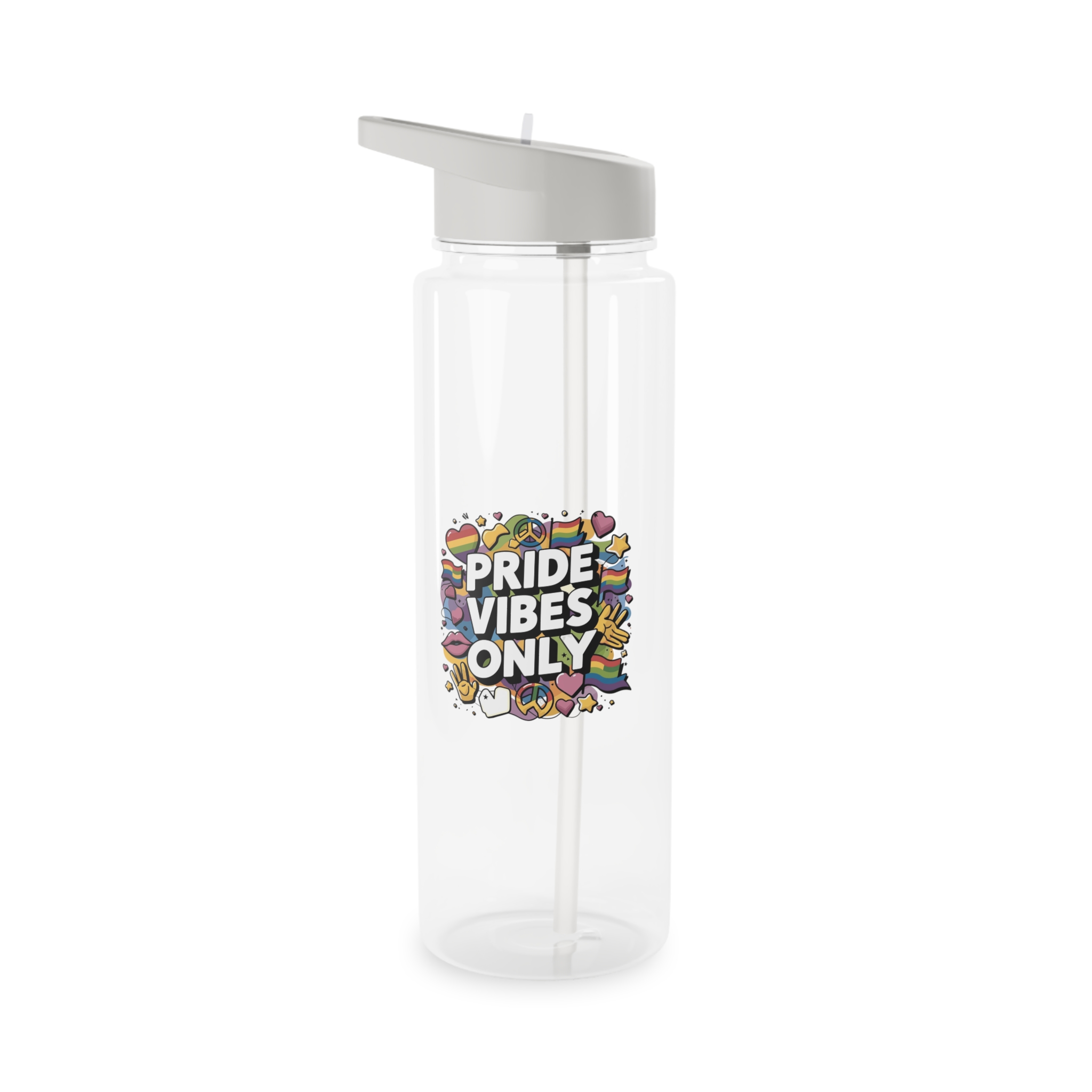 Pride Vibes Only T Shirt Design Isolated White Background Tritan Water Bottle - Image 5