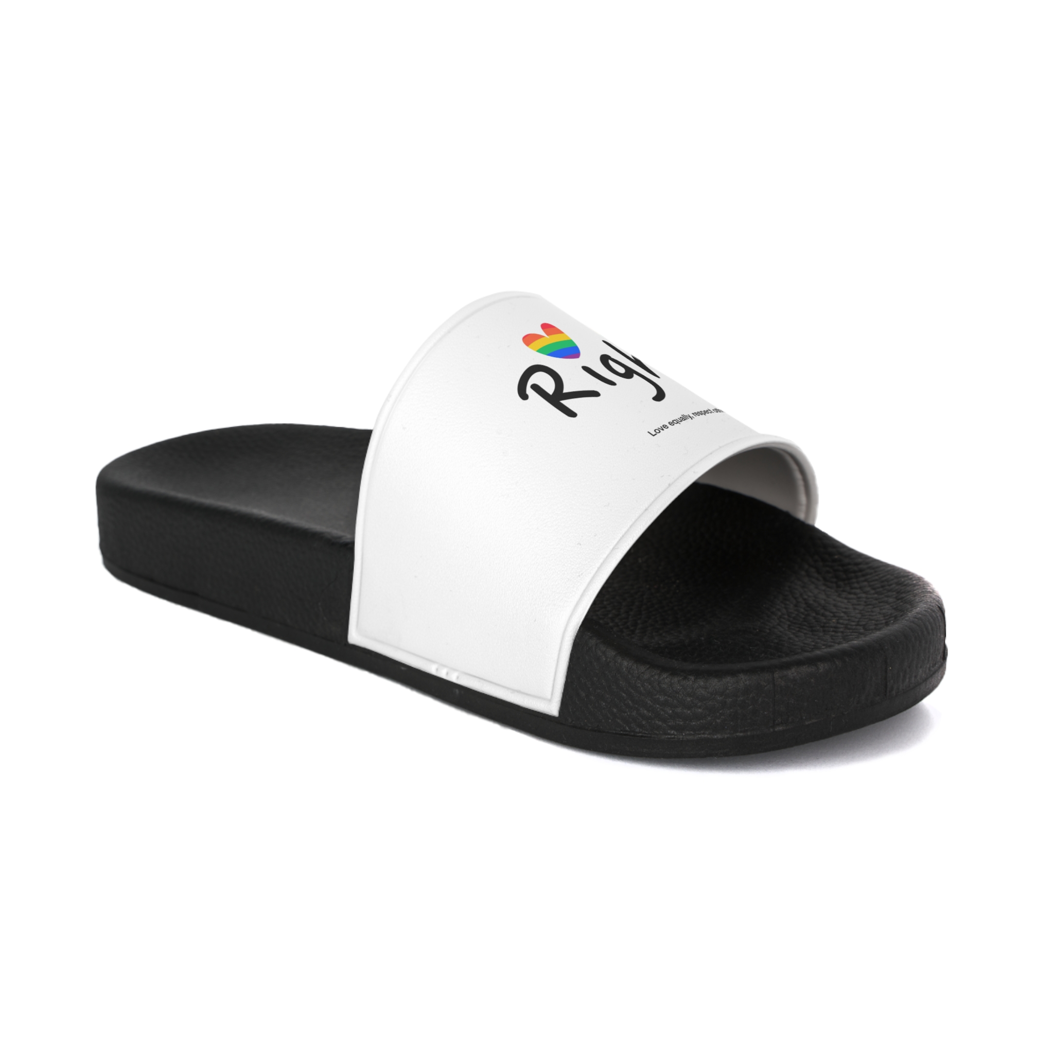Love Letter Pride Rainbow Lettering Text Writing Pattern Freedom Love Heart Homo Colors Flag Parade(1) Mens Slide Sandals - Image 2