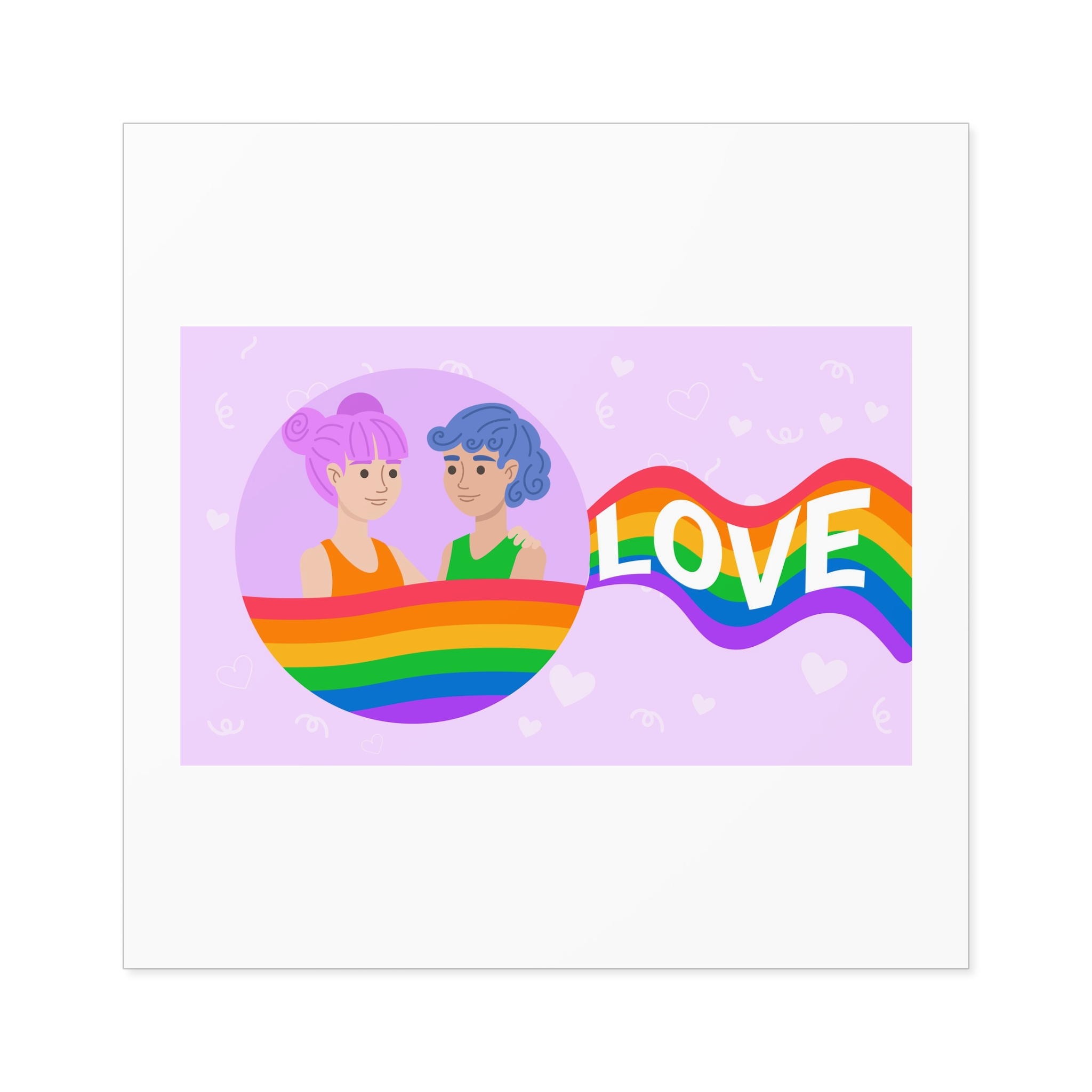 Joyful Group Holding Waving Pride Flag Laminate Stickers Square - Image 61