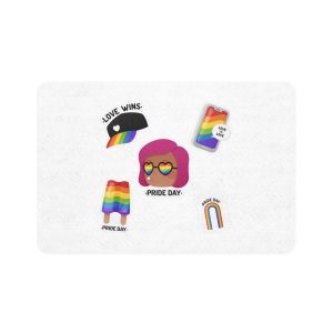 Flat Pride Day Badge Collection Pet Food Mat 12x18