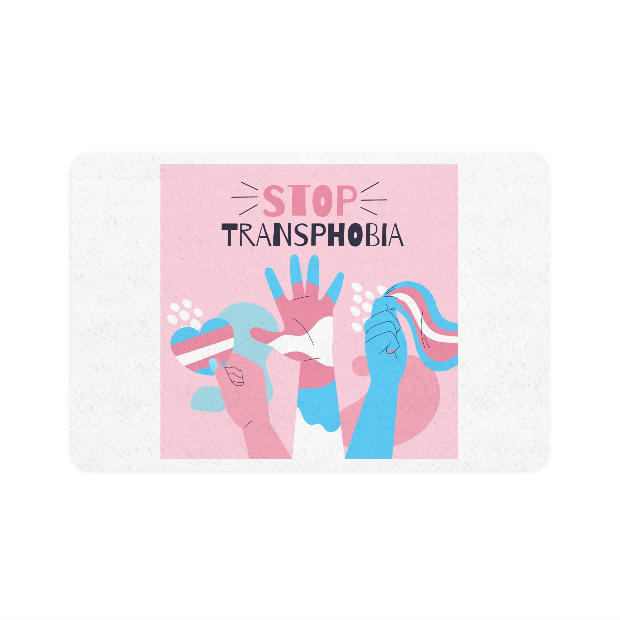 Hand Drawn Flat Design Stop Transphobia Concept Pet Food Mat 12x18