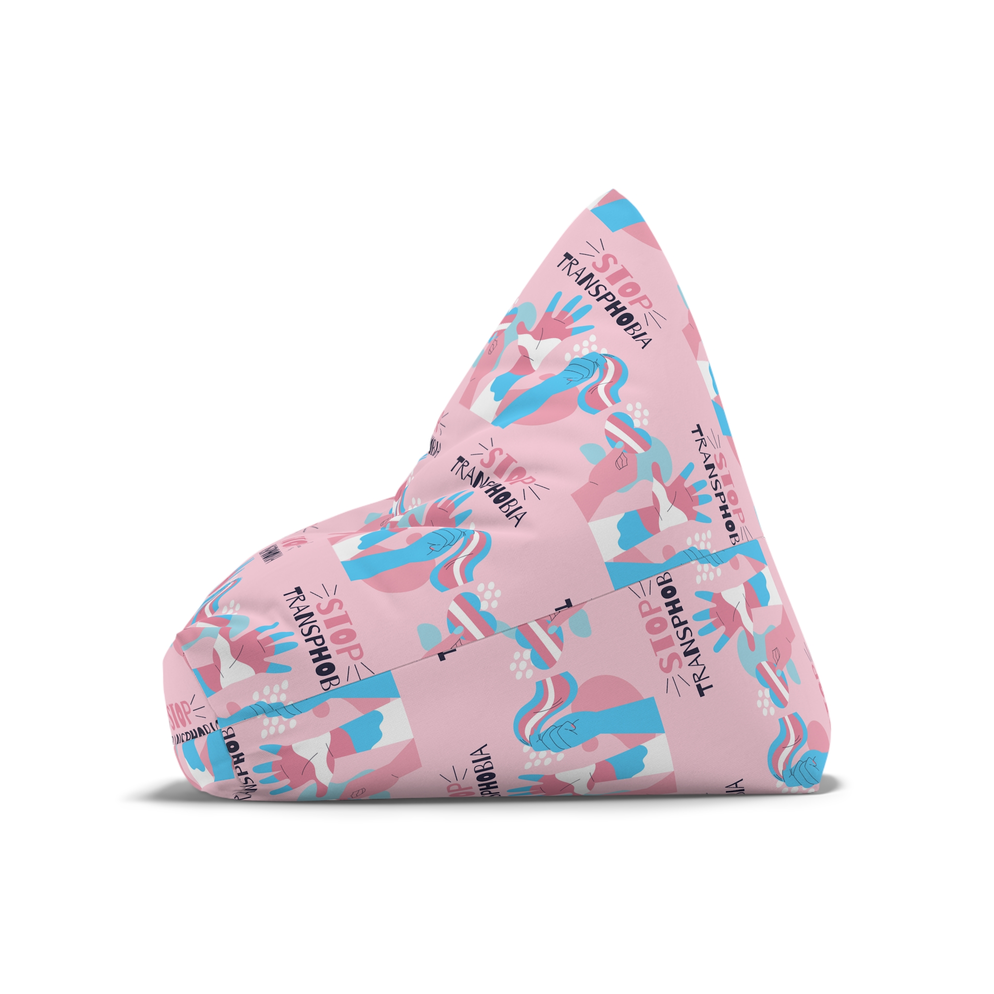 Hand Drawn Flat Design Stop Transphobia Concept Bean Bag Chair Cover - Image 8