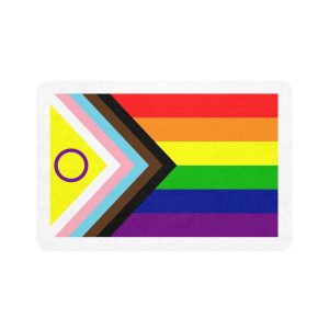 Lgbtq Pride Flag New Lgbtq Pride Flag Vector Updated Intersex Inclusive Progress Pride Flag Pet Food Mat 12x18
