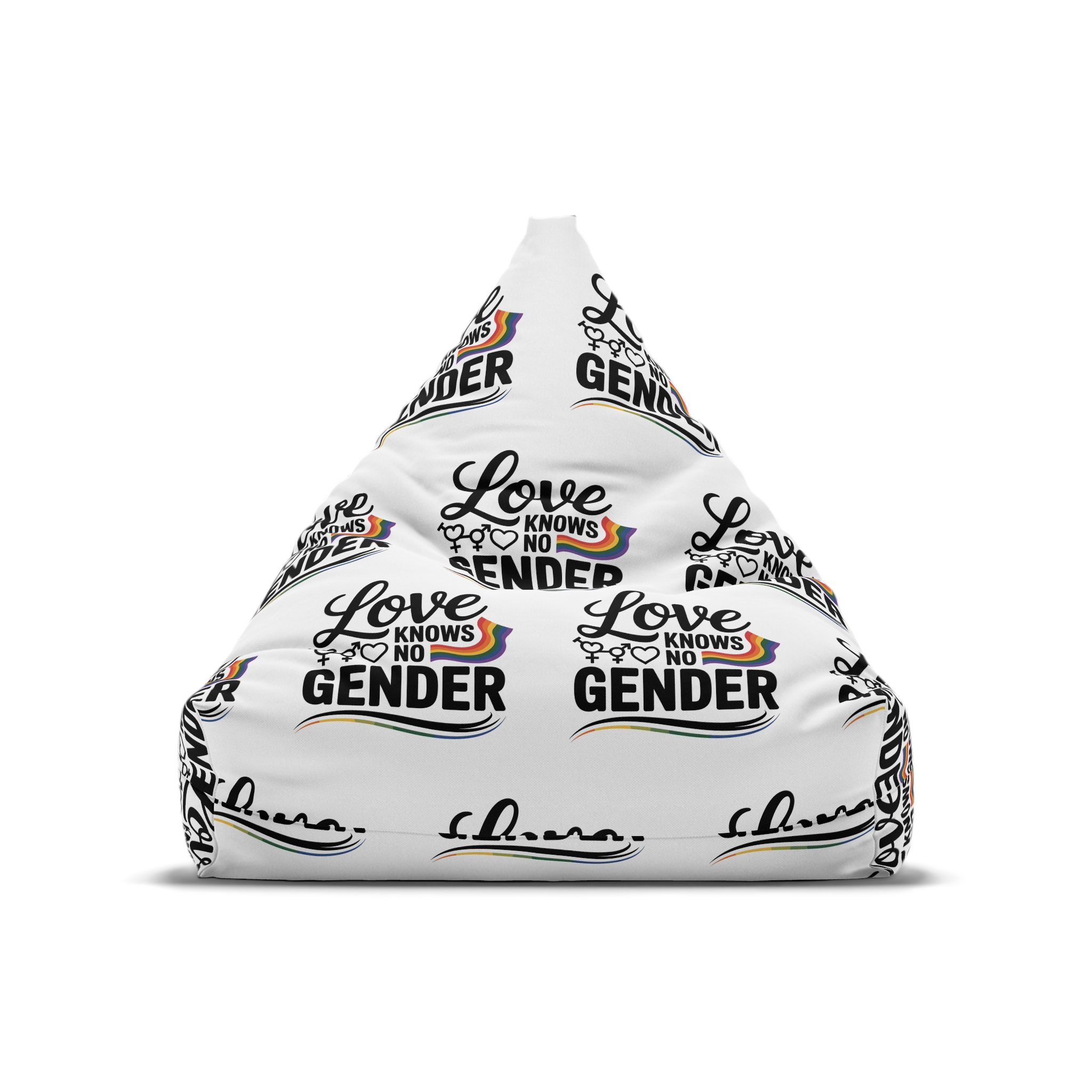 Love Knows No Gender T Shirt Design Isolated White Background Bean Bag Chair Cover - Image 5