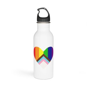 Updated Pride Flag Heart Shape Stainless Steel Water Bottle