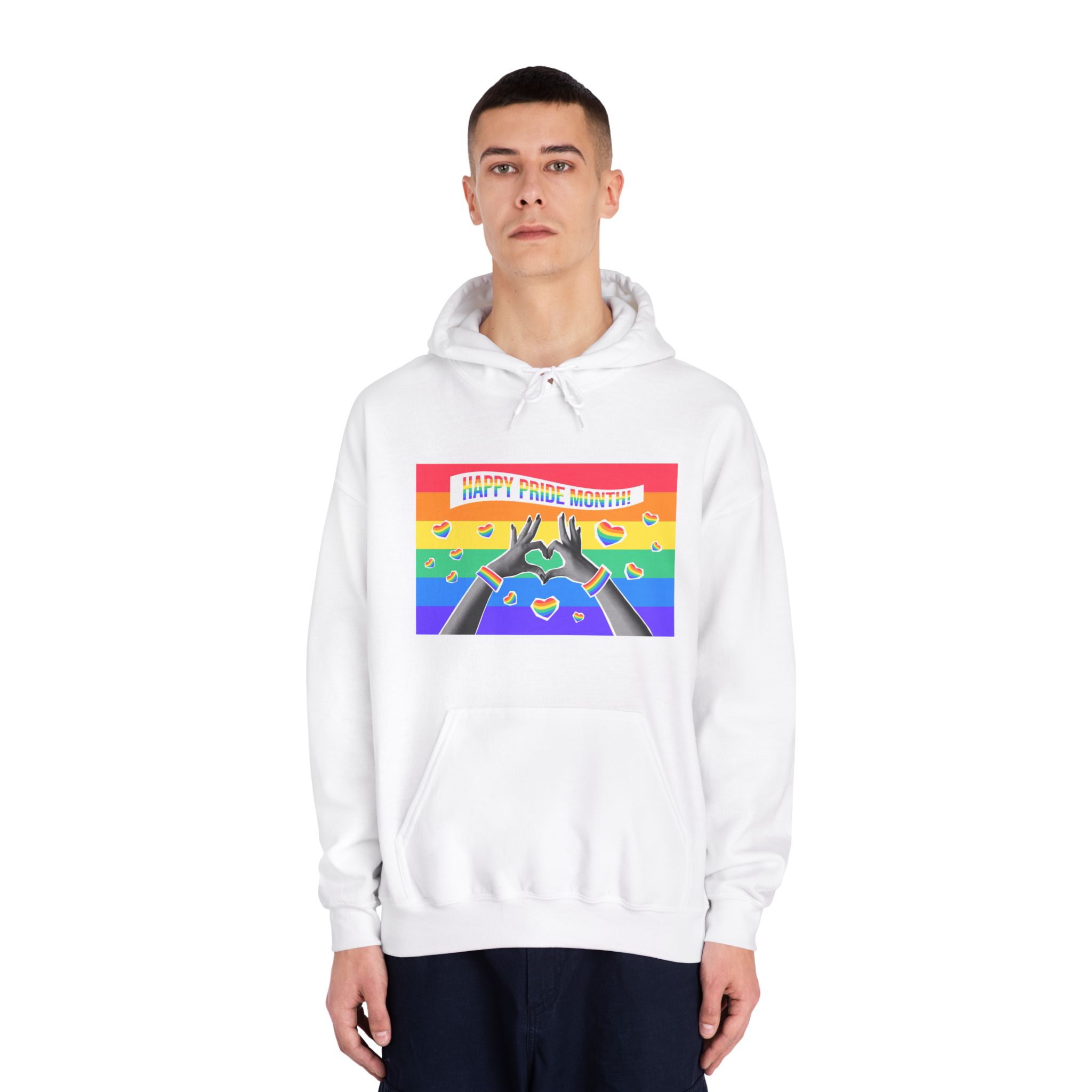 Lgbtq Pride Month Card Y2k Style Trendy Retro Collage Halftone Hands Unisex Dryblend Hooded Sweatshirt - Image 3