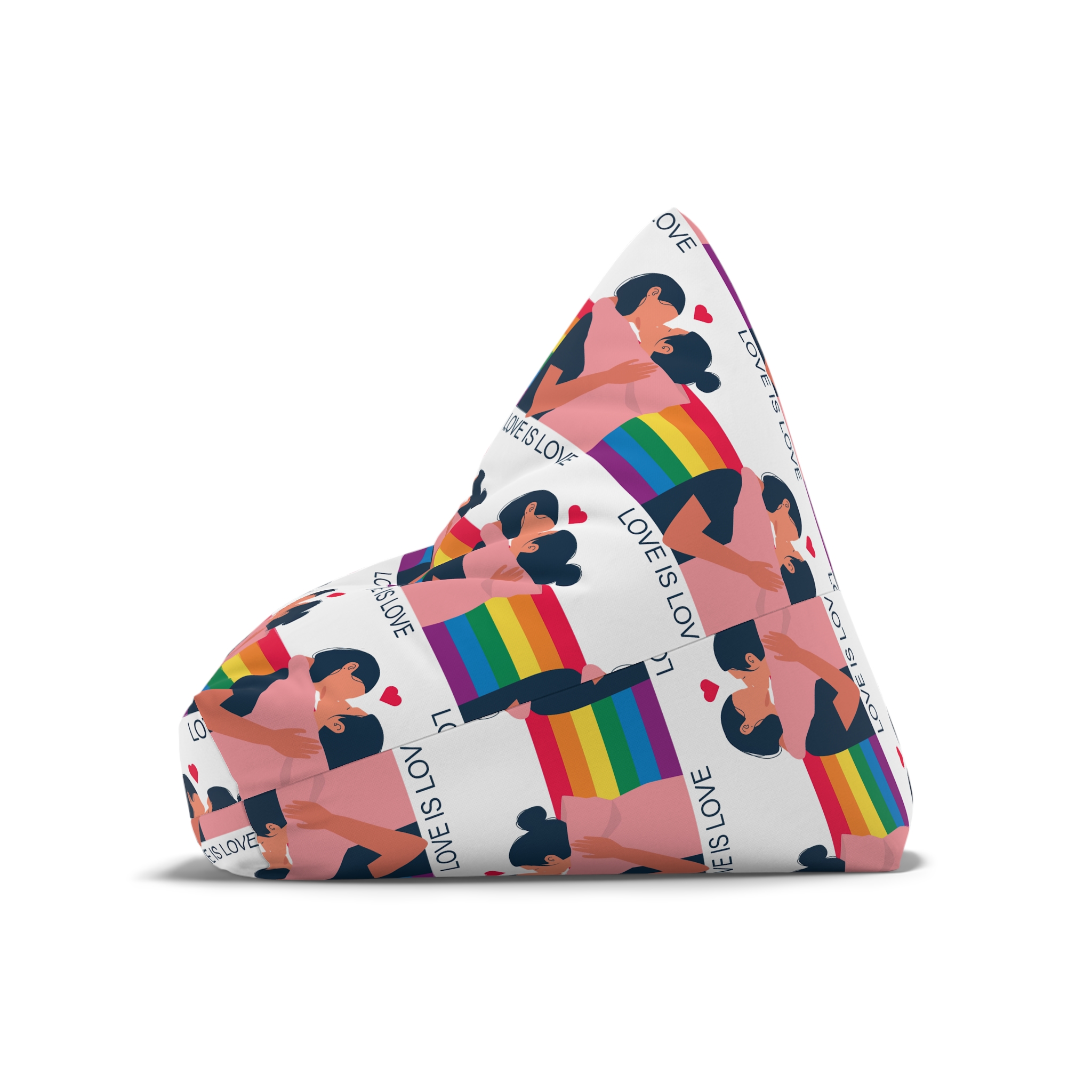 Lesbian Couple Kissing Hugging Rainbow Flag Love Is Love Bean Bag Chair Cover - Image 8