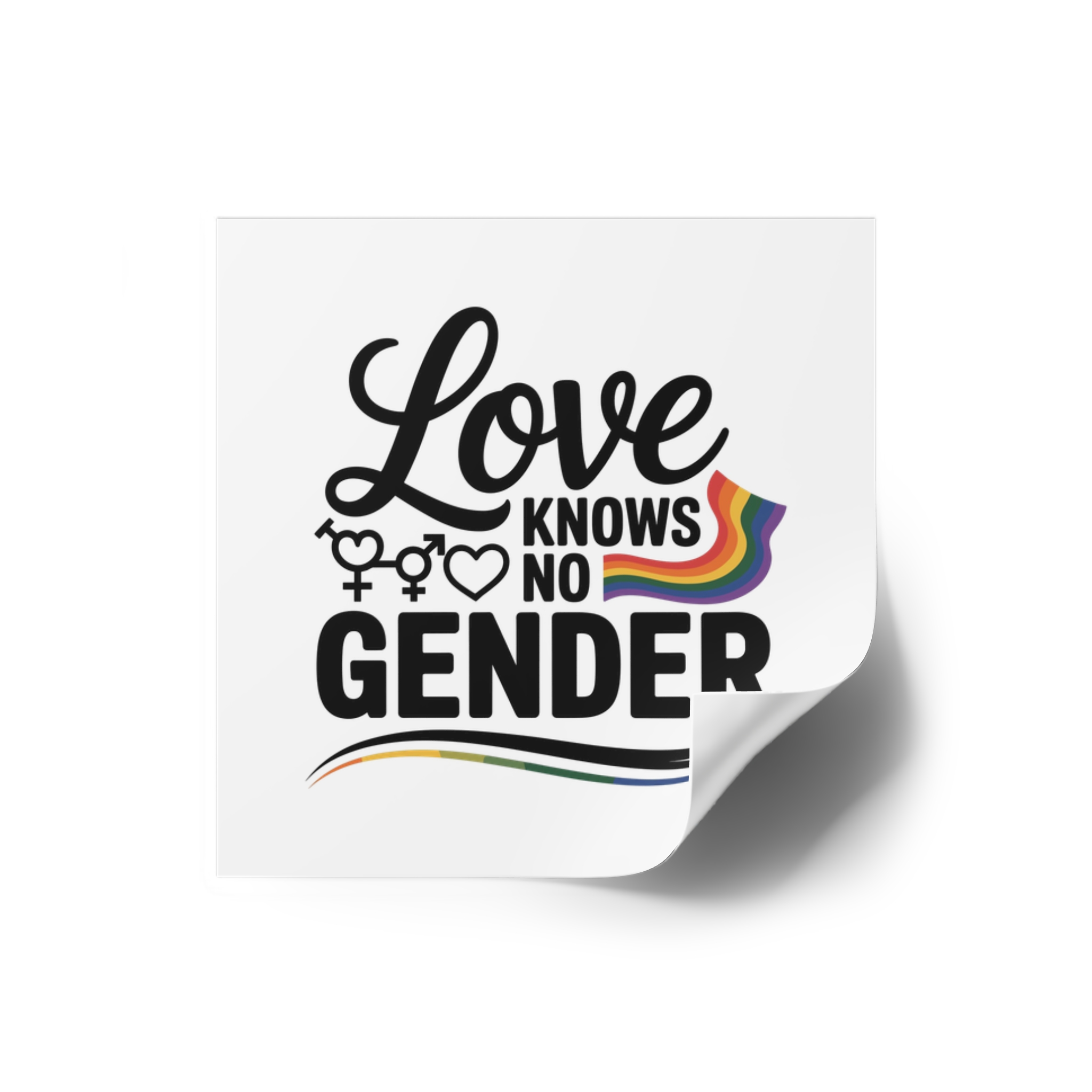 Love Knows No Gender T Shirt Design Isolated White Background Laminate Stickers Square - Image 2