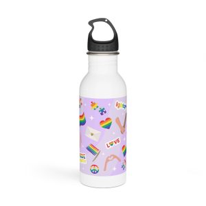 Cute Rainbow Colors Lgbtq Symbols Pride Flag Hands Holding Peace Love Stainless Steel Water Bottle