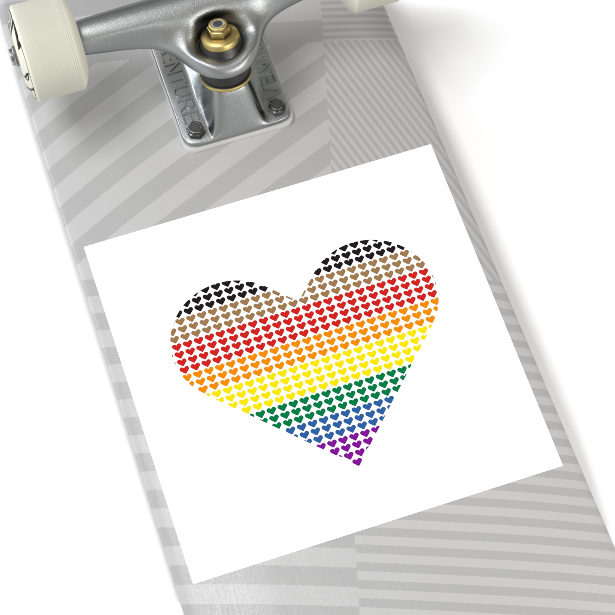 Pride Flag Heart Shape Icon With Heart Pattern Inside Heart Symbol With Black Brown Stripes Laminate Stickers Square - Image 52