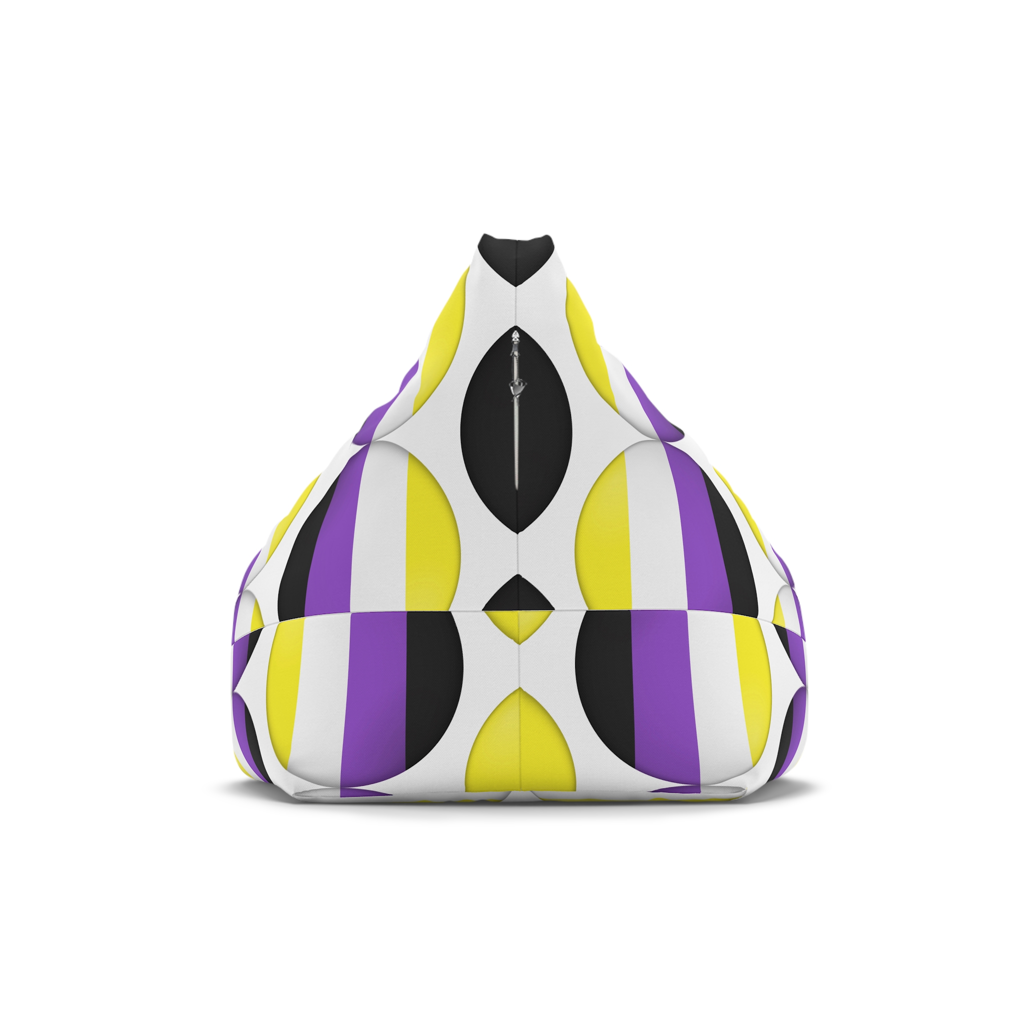 Flag Nonbinary Lgbtq Glossy Circular Flag Button Appearance 3d Icon Design With Depth Bean Bag Chair Cover - Image 2