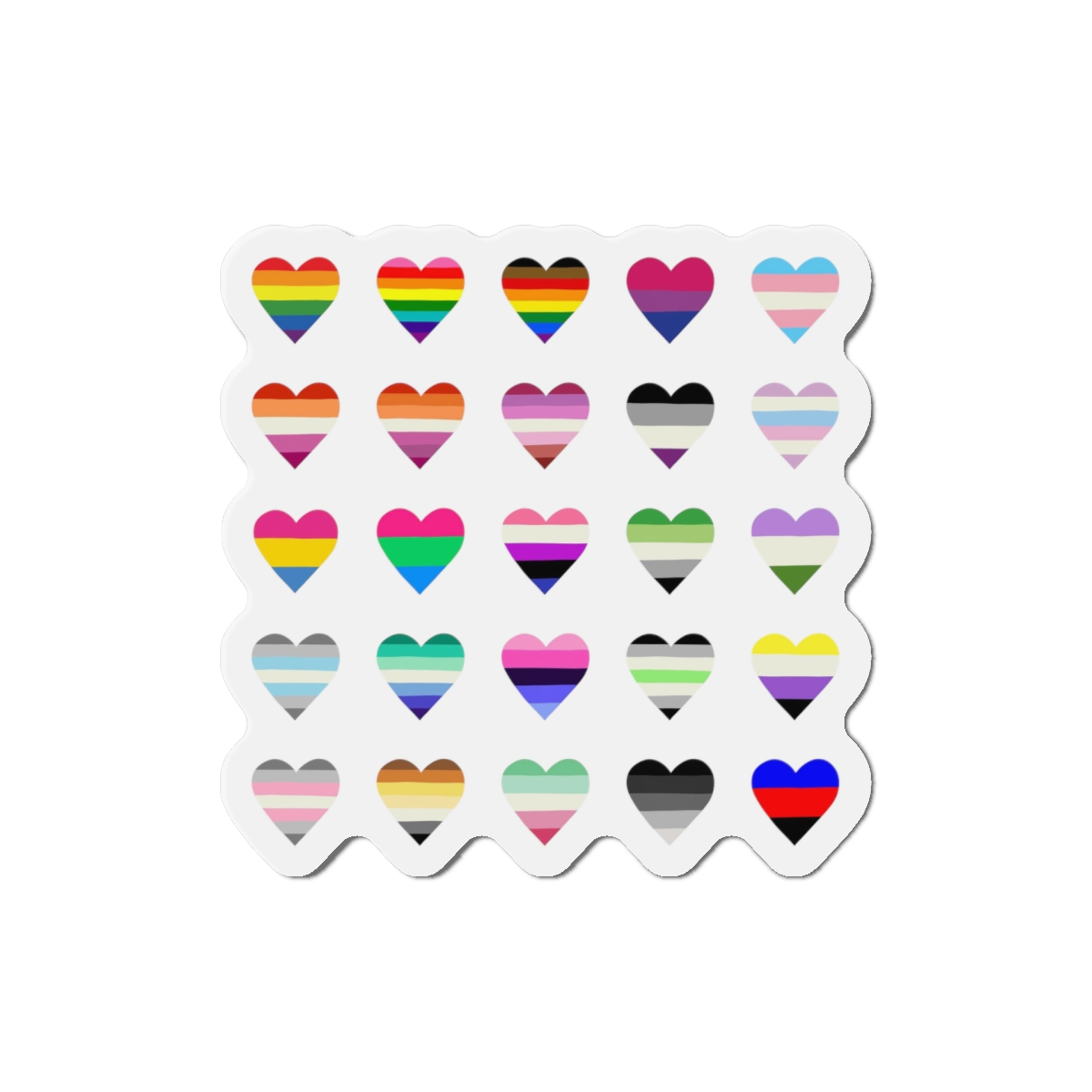 Set Colorful Lgbtq Pride Flag Heart Shape Gender Equality Sexual Identity Pride Flags Collection Lgbtqia Community Pride Month Die Cut Magnets - Image 10