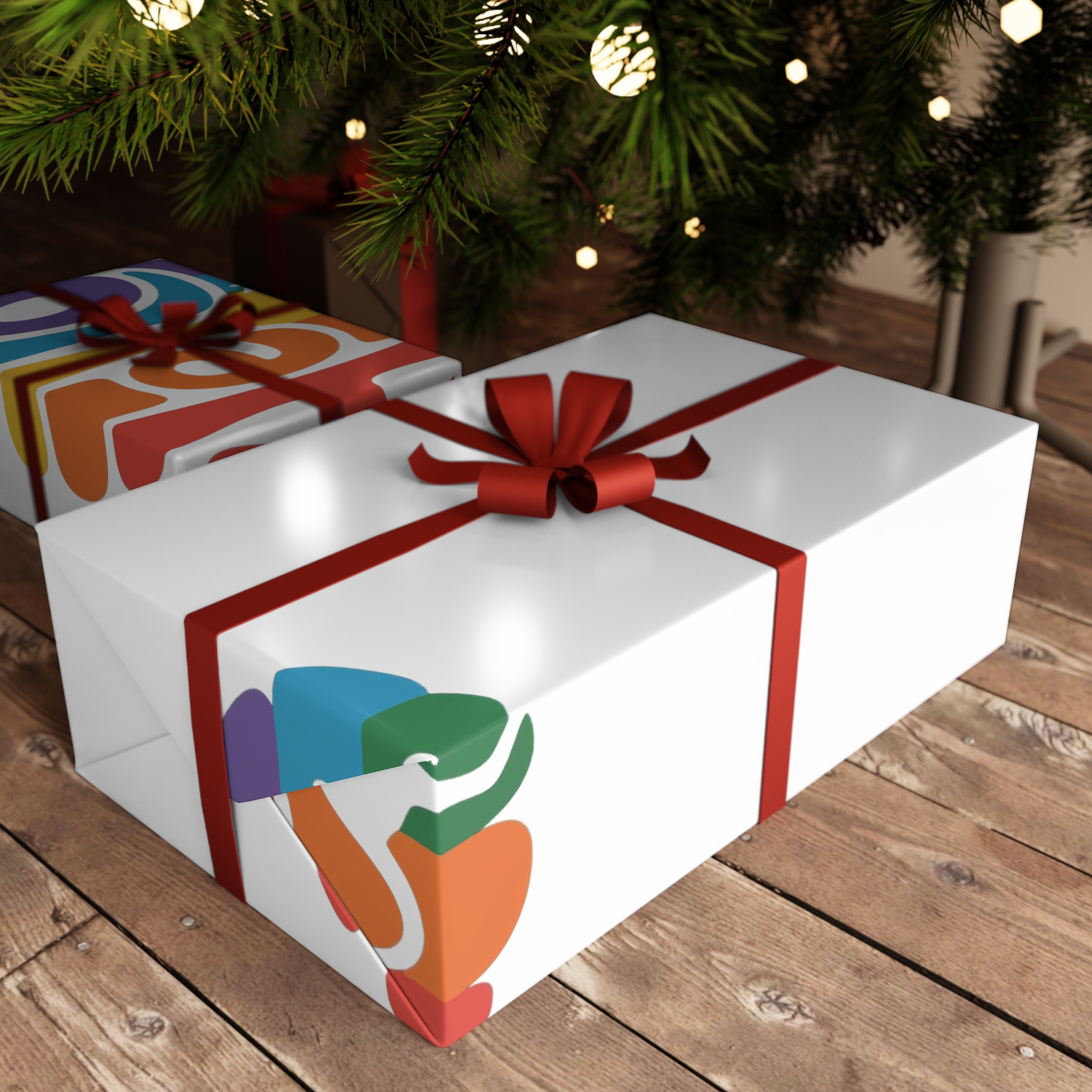 Hello Multicolor Logo Gift Wrapping Paper Sheets 1pc - Image 3