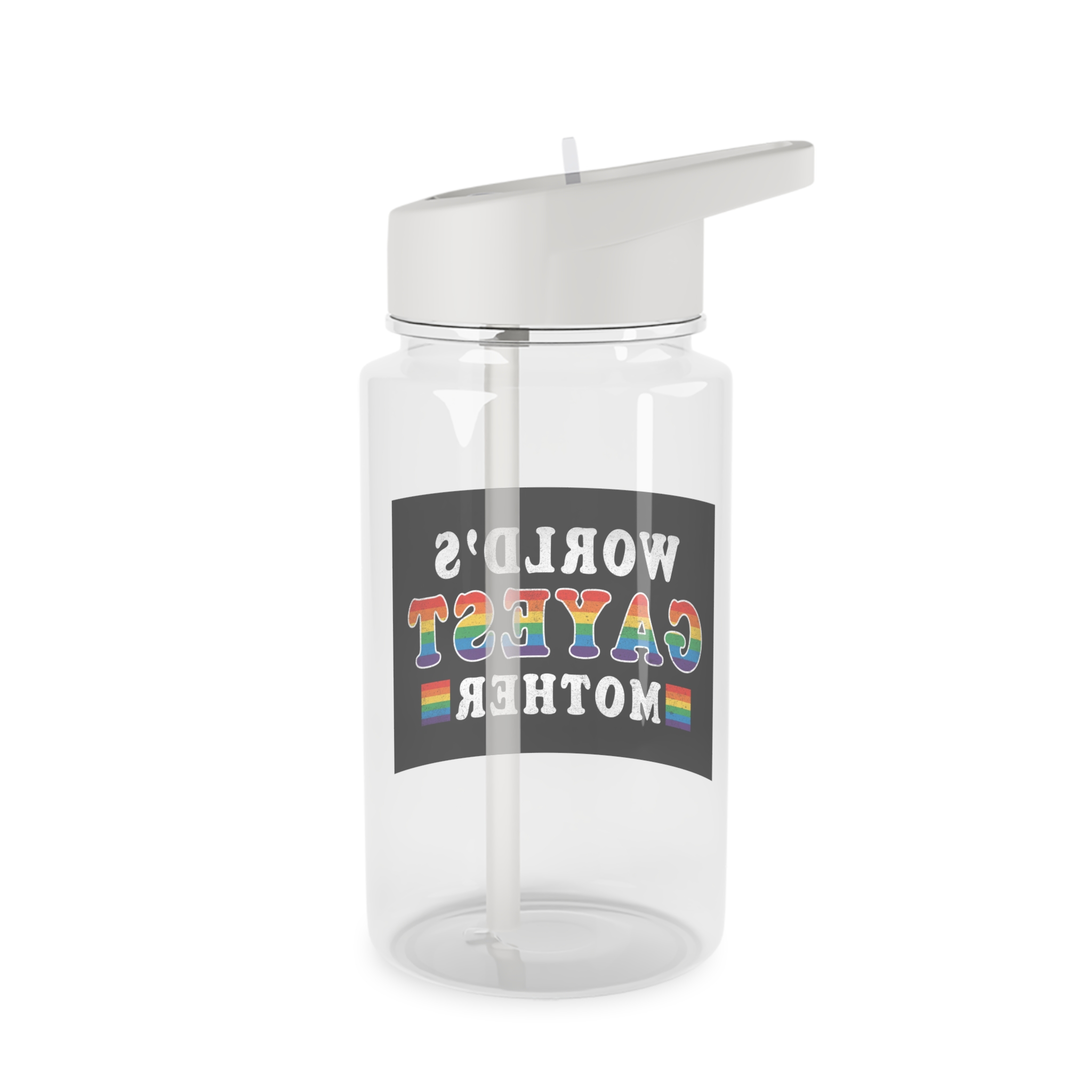 Mother Day Pride Rainbow Typography Vector Premium T Shirt(1) Tritan Water Bottle - Image 2