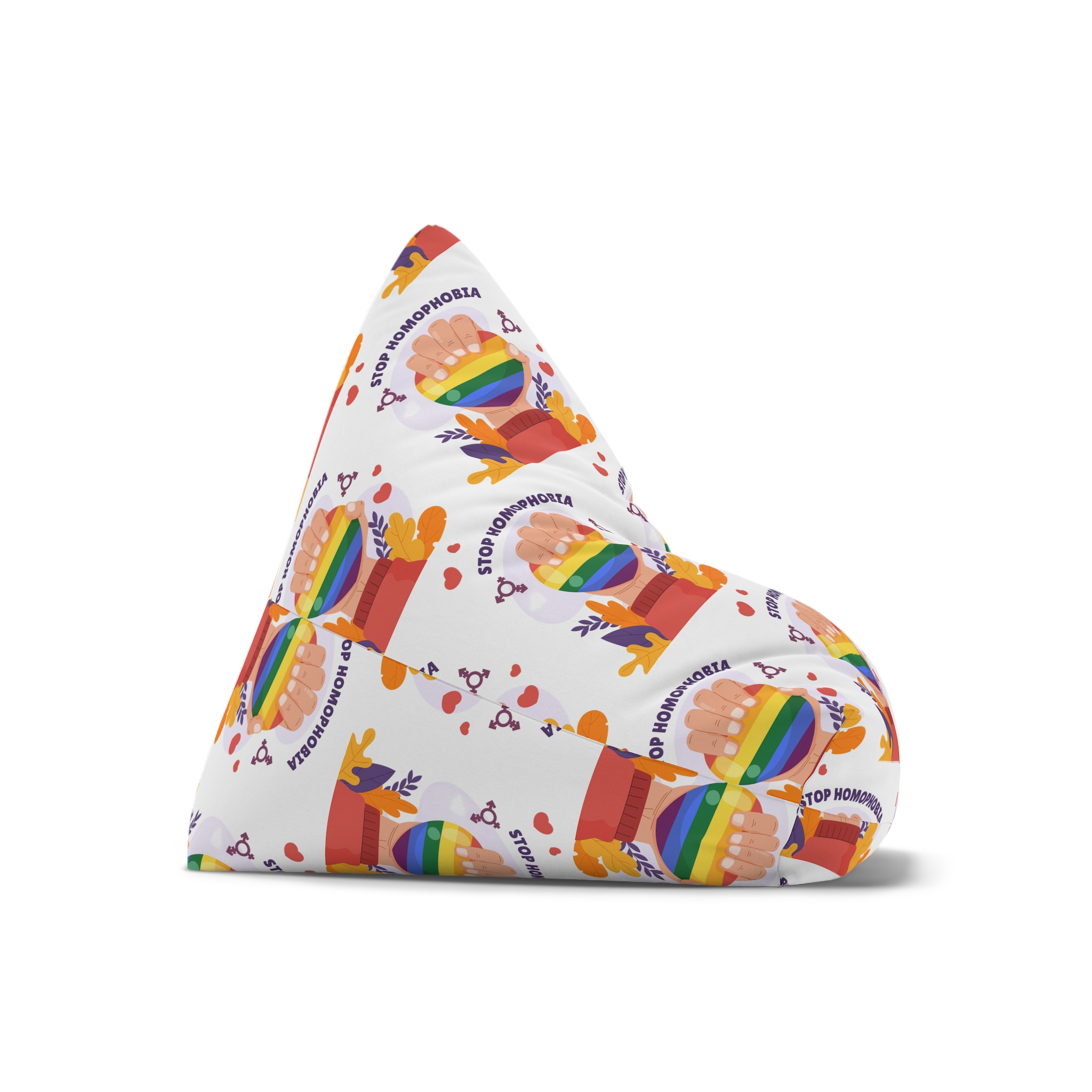 Hand Drawn Stop Homophobia Concept Illustrated Bean Bag Chair Cover - Image 7
