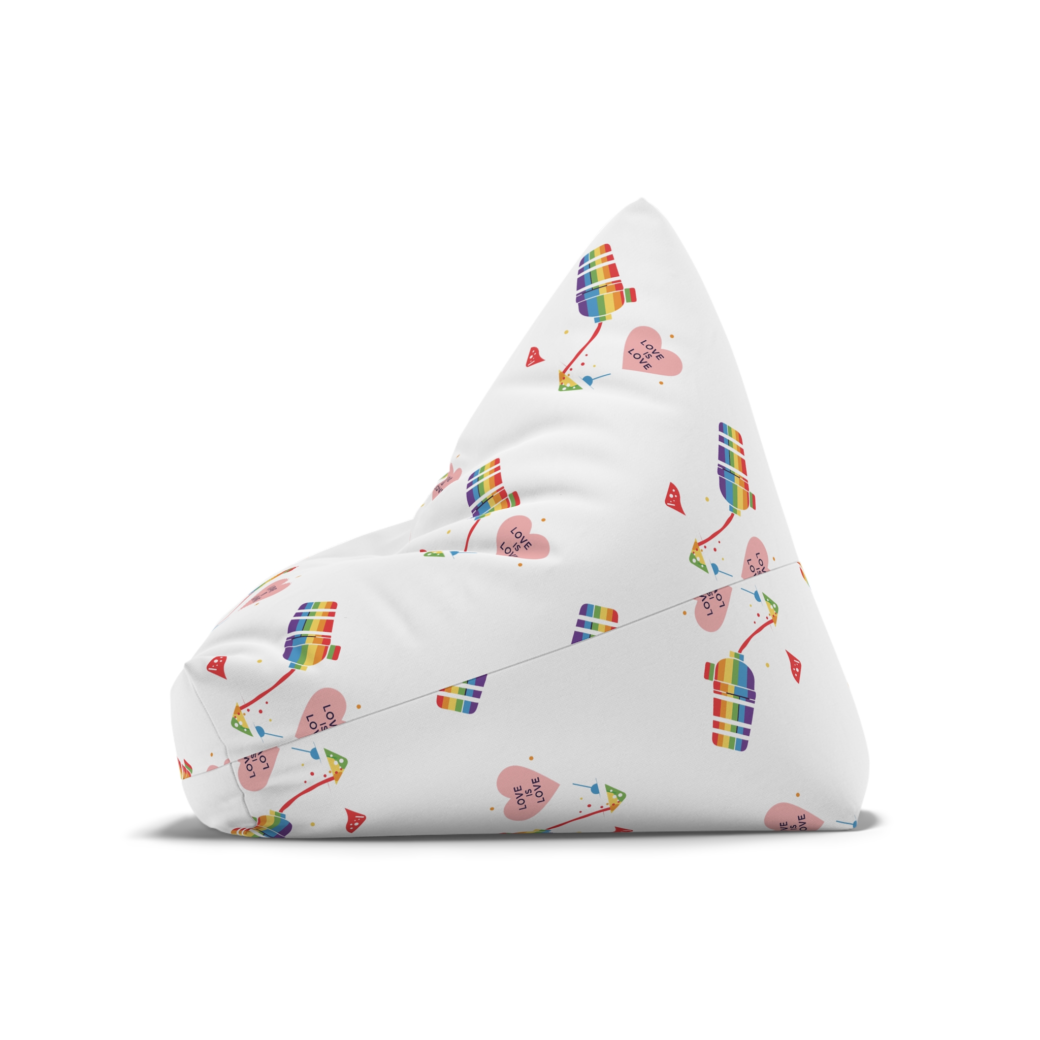 Rainbow Cocktail Shaker Pouring Drink With Heart Love Is Love Illustration Vector Bean Bag Chair Cover - Image 8
