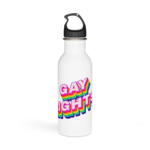 Rainbow Word Gay Rights Typography Design Element Stainless Steel Water Bottle