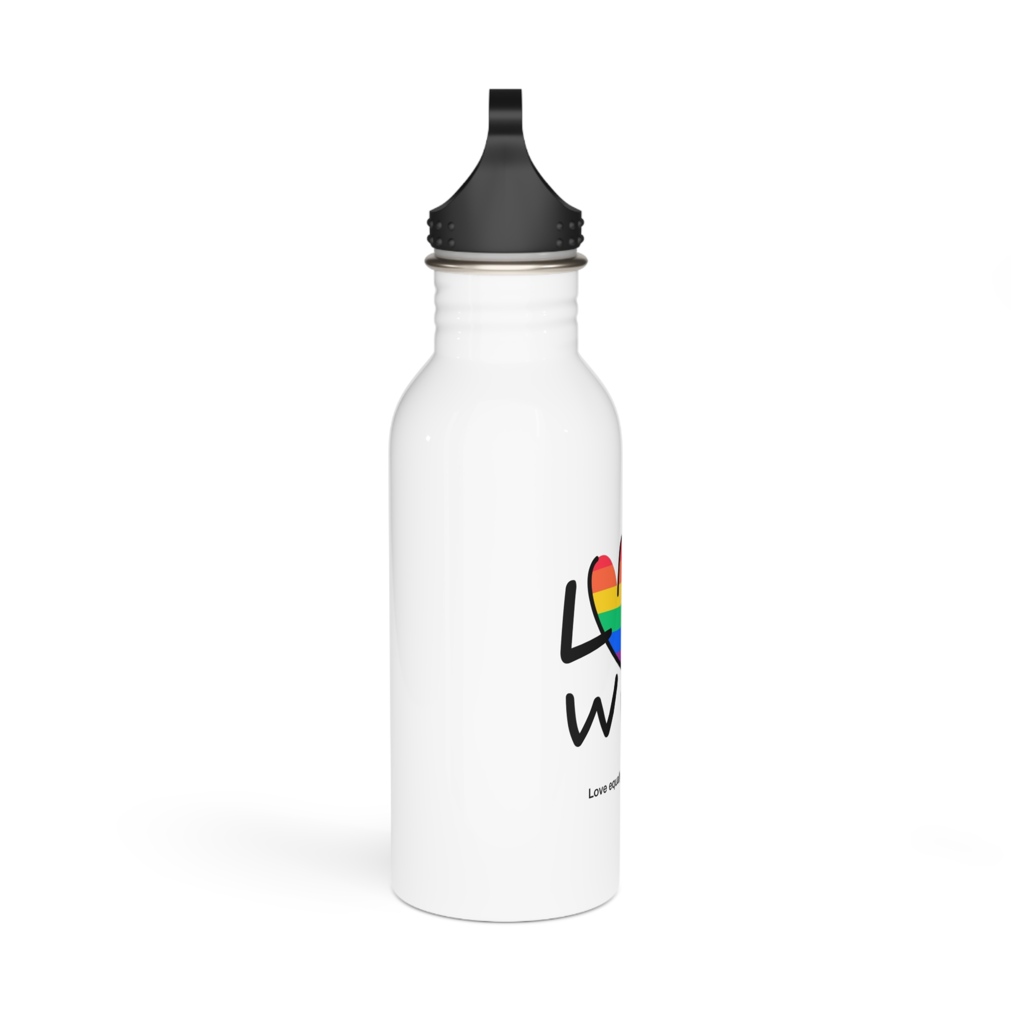 Love Letter Pride Rainbow Lettering Text Writing Pattern Freedom Love Heart Homo Colors Flag Parade(2) (1) Stainless Steel Water Bottle - Image 2