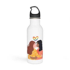 Hand Drawn Affectionate Lesbian Kiss (1) Stainless Steel Water Bottle