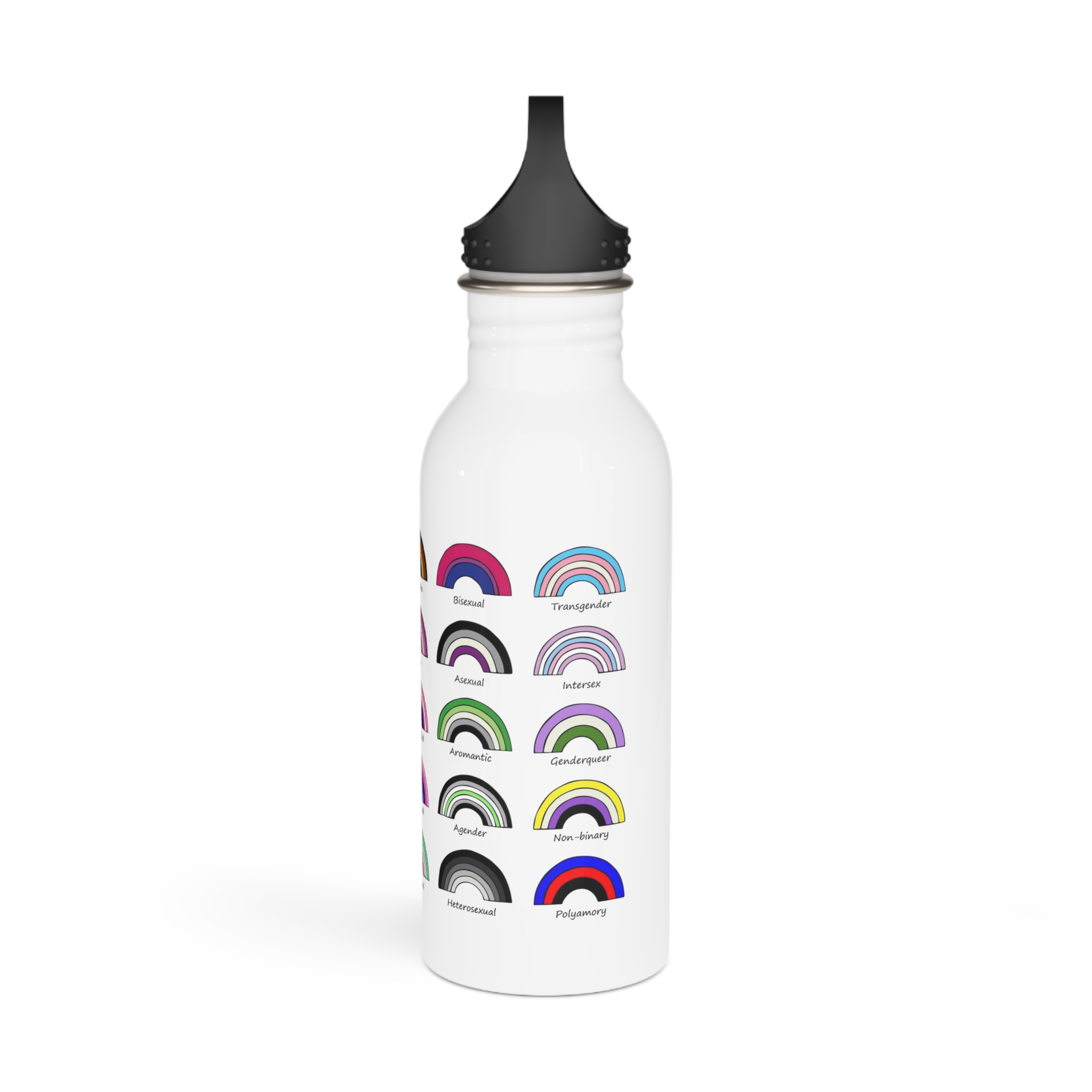 Set Colorful Lgbtq Pride Flag Rainbows Gender Equality Sexual Identity Pride Flags Collection Lgbtqia Community Pride Month Stainless Steel Water Bottle - Image 4