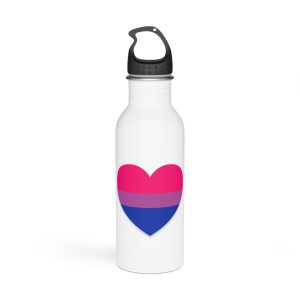 Bisexual Flag Heart Shape Stainless Steel Water Bottle