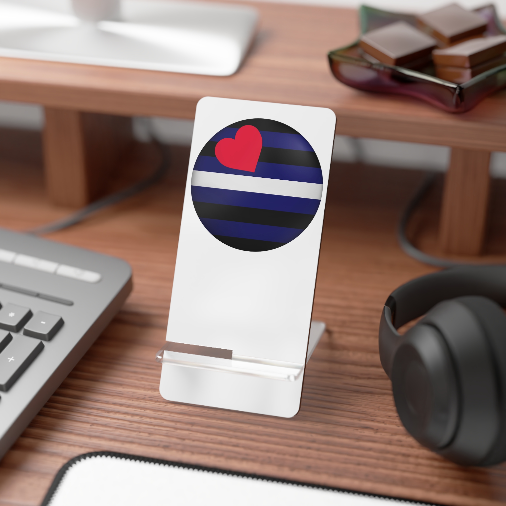 Flag Leather Lgbtq Glossy Circular Flag Button Appearance 3d Icon Design With Depth Mobile Display Stand For Smartphones - Image 3
