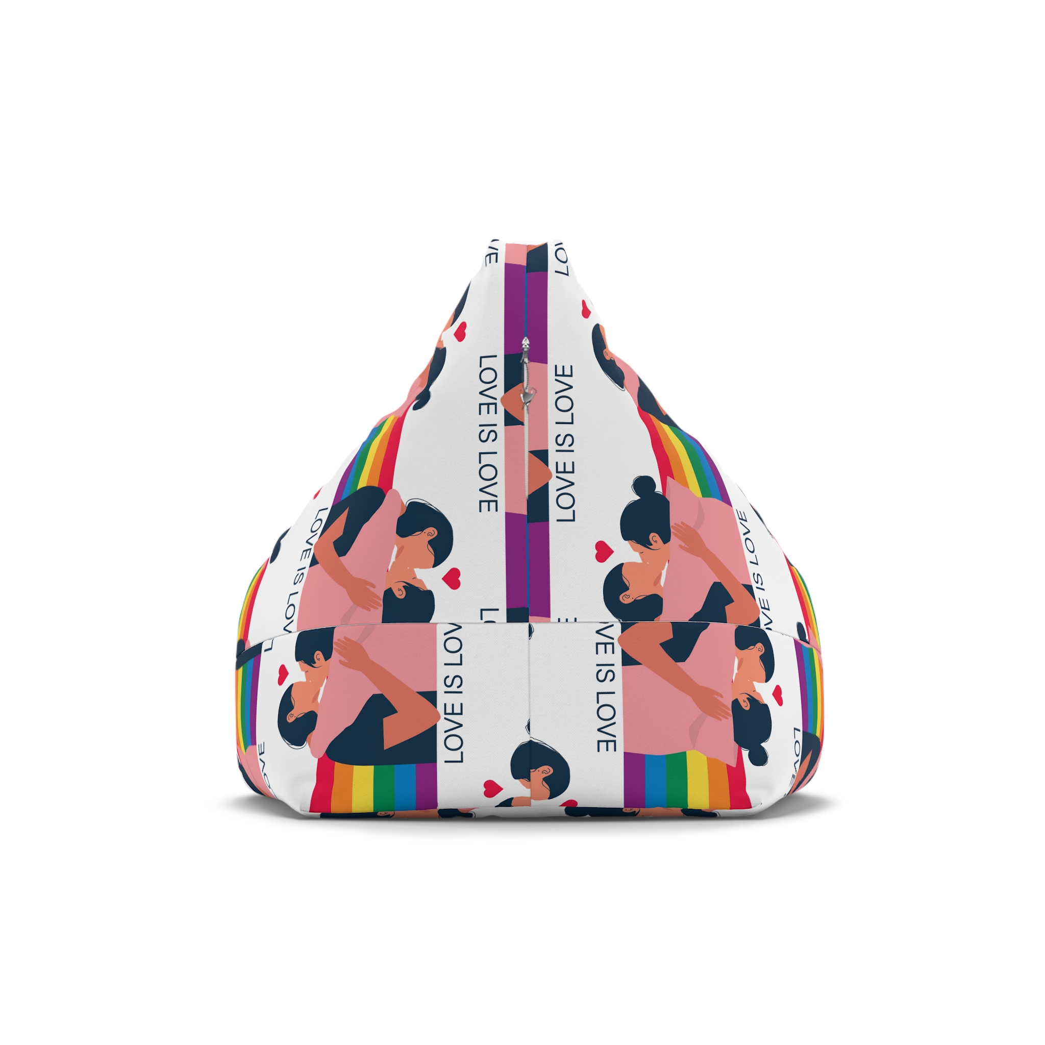 Lesbian Couple Kissing Hugging Rainbow Flag Love Is Love Bean Bag Chair Cover - Image 2