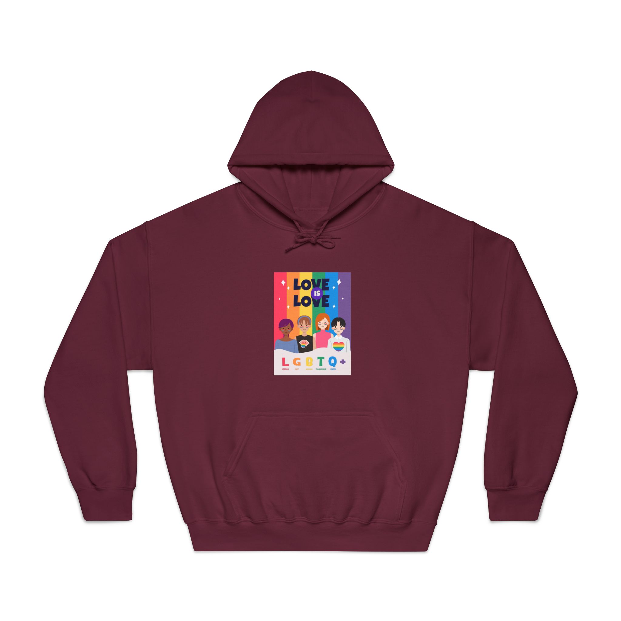 Lgbtq Pride Month Poster Vector With Diverse Characters Rainbow Celebrate Love Inclusivity Unisex Dryblend Hooded Sweatshirt - Image 17