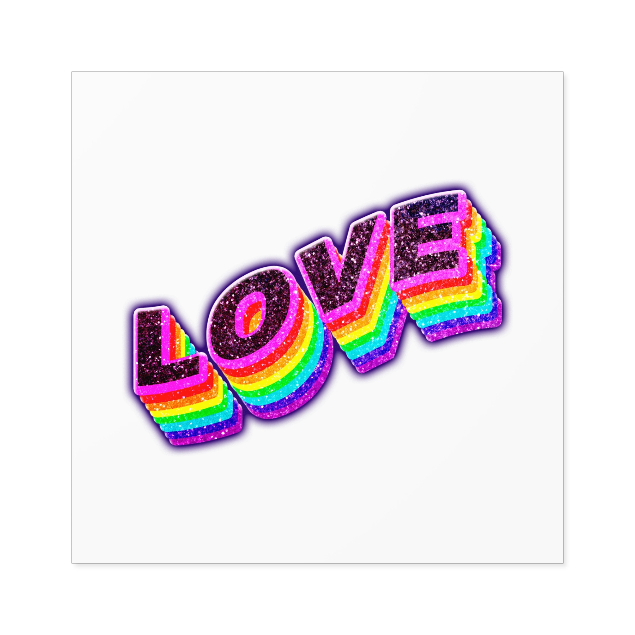 Love Png Word Rainbow Typography Laminate Stickers Square - Image 41