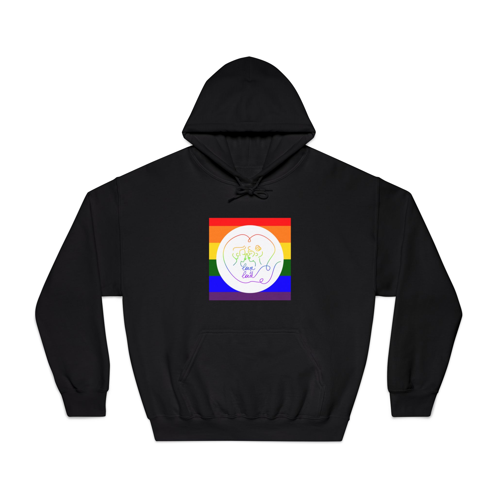 Poster With Kissing Woman Hand Lettering Love Is Love Theme Month Pride Lgbtq Love Background Unisex Dryblend Hooded Sweatshirt - Image 9