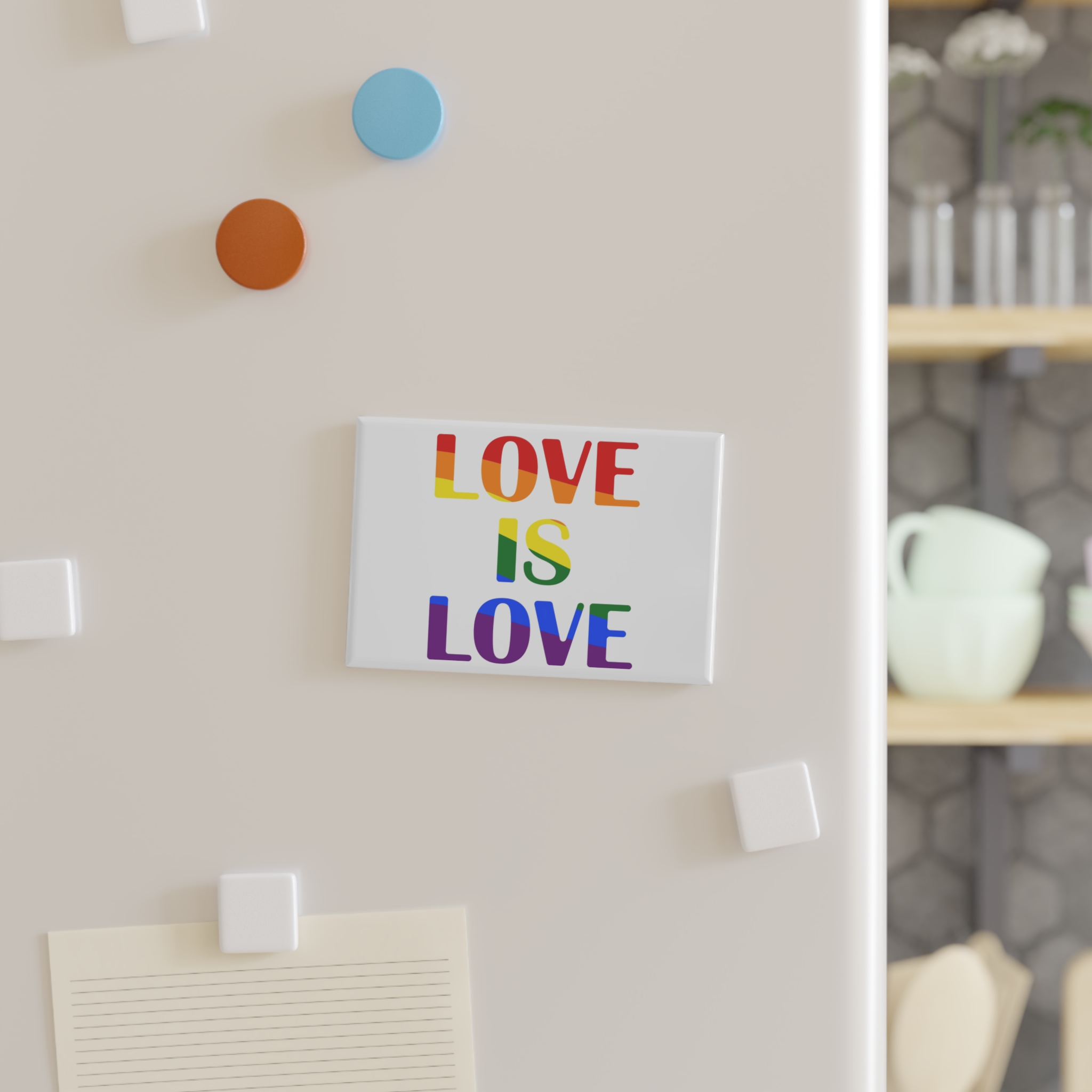 Love Is Love With Rainbow Colors Slogan Typography Banner Button Magnet Rectangle 1 And 10 Pcs - Image 3