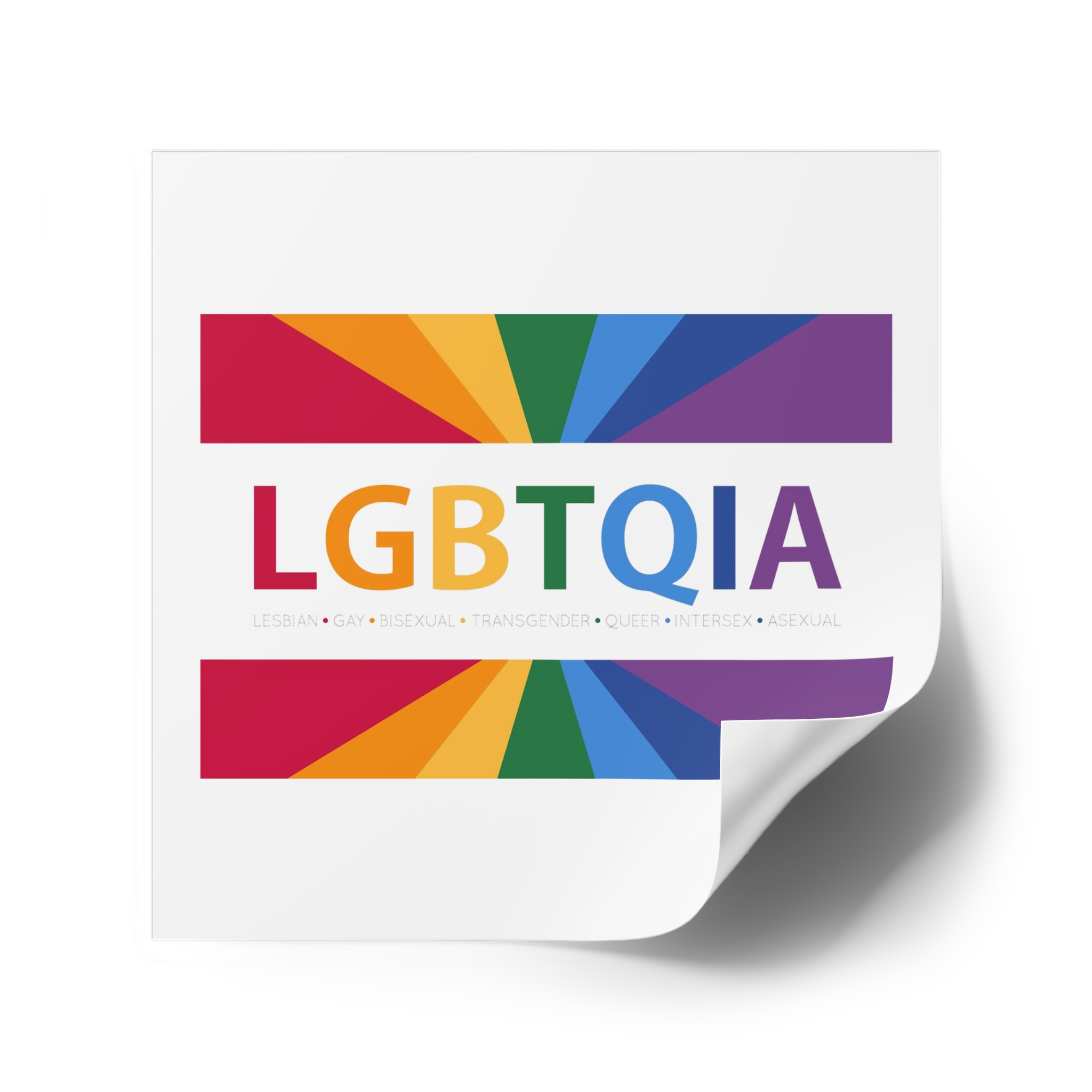 Lgbtqia Text Banner With Rainbow Background Lgbtqia Typography With Lgbt Gay Pride Flag Colours Laminate Stickers Square - Image 34