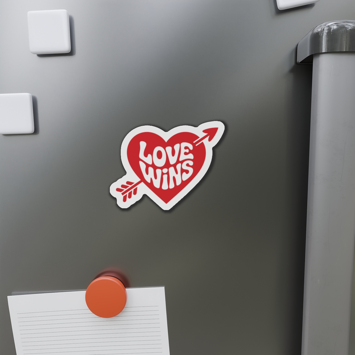 Love Wins Inscription Red Heart Pierced With Cupid39s Arrow Transparent Background Die Cut Magnets - Image 8