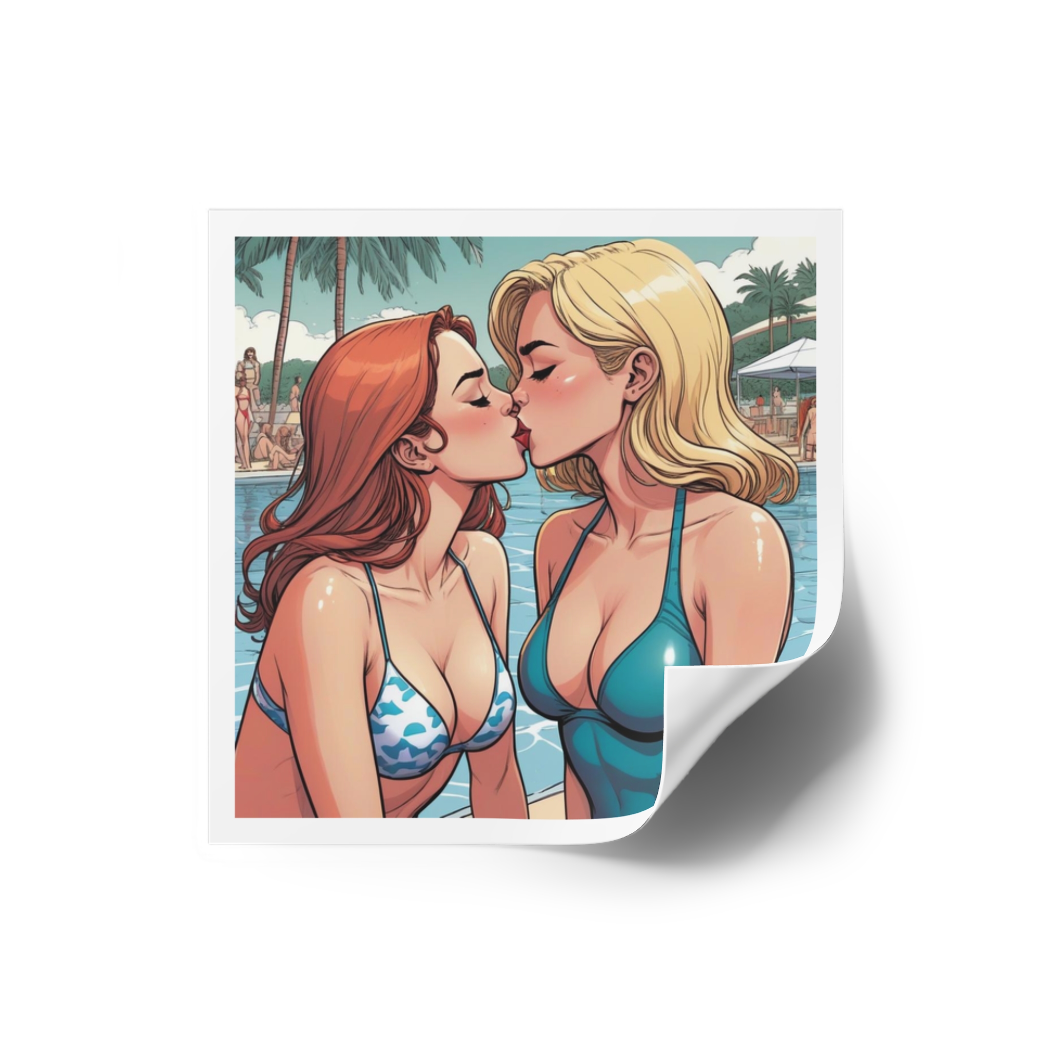 Lesbian Pride Design 4C84D6 Laminate Stickers Square - Image 2