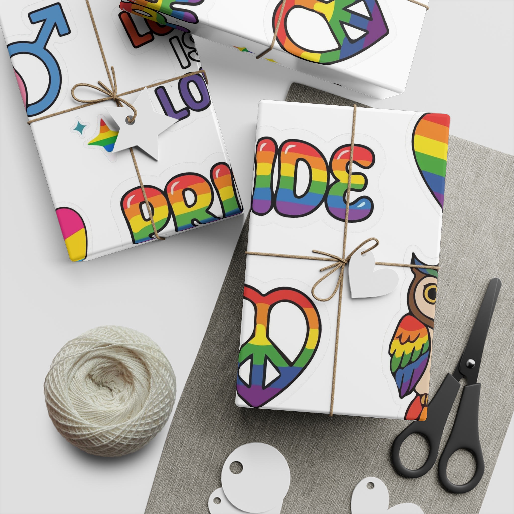 Pride Stickers Doodle Set Colorful Lgbtq Hand Drawn Icons Pack Gift Wrapping Paper Sheets 1pc - Image 2