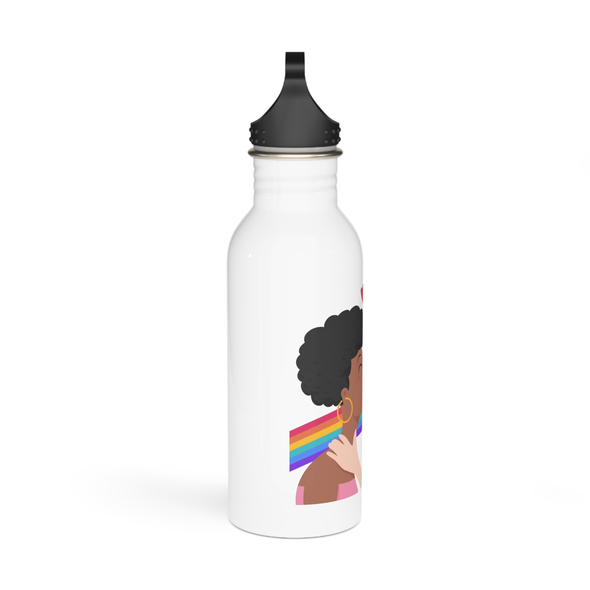 Flat Design Lesbian Kiss Illustrated Stainless Steel Water Bottle - Image 2