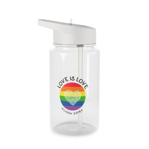 Lgbt Pride Month Love Is Love Lgbtq Symbol With Lgbt Pride Round Rainbow Flag With Heart Gay Pride Tritan Water Bottle