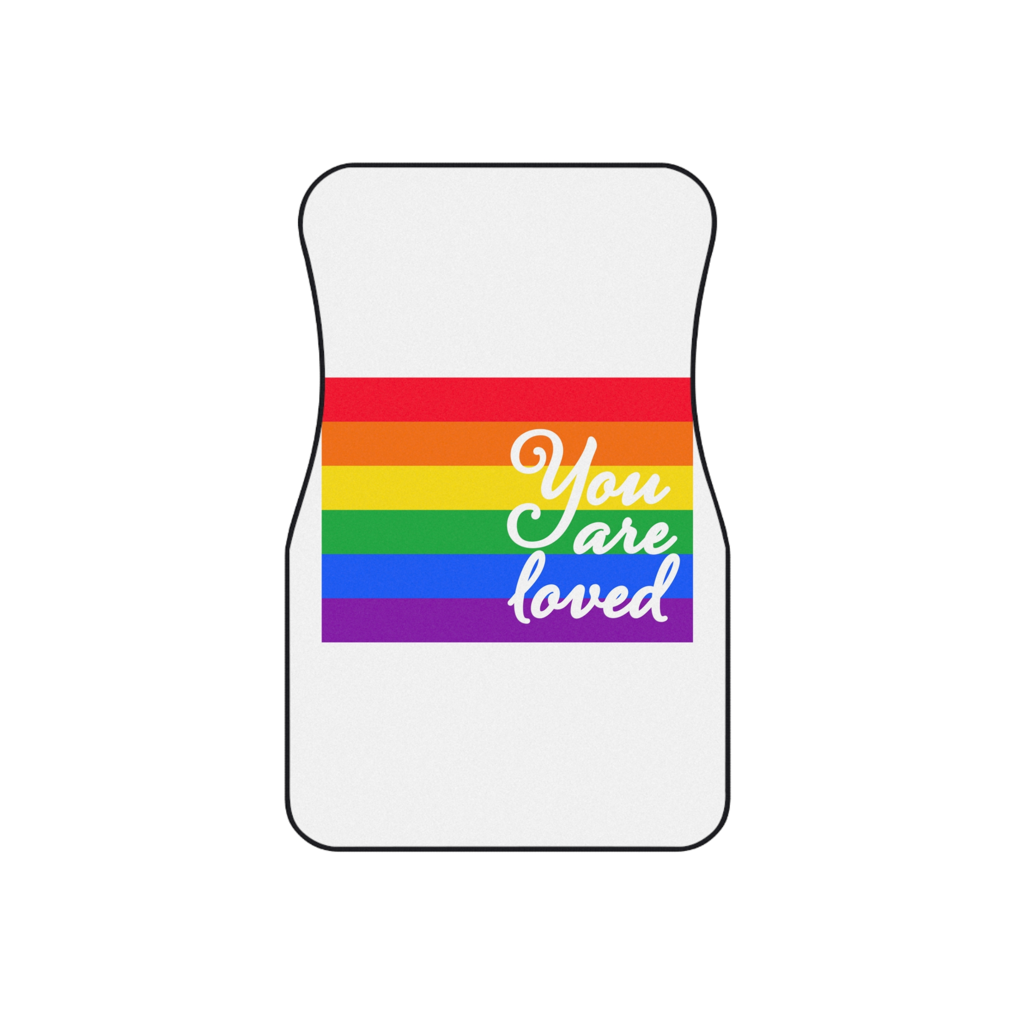 You Are Loved Words Lgbt Pride Flag Background Car Mats Set Of 4 - Image 2