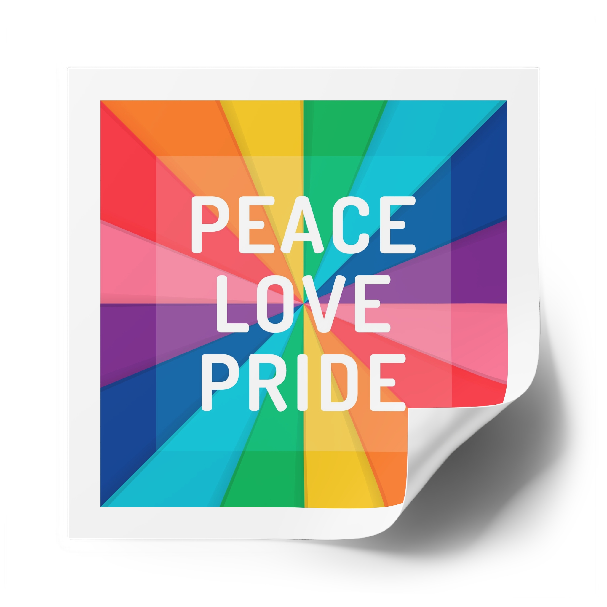 Rainbow Colored Background With Peace Love Pride Concept Pride Month Laminate Stickers Square - Image 58